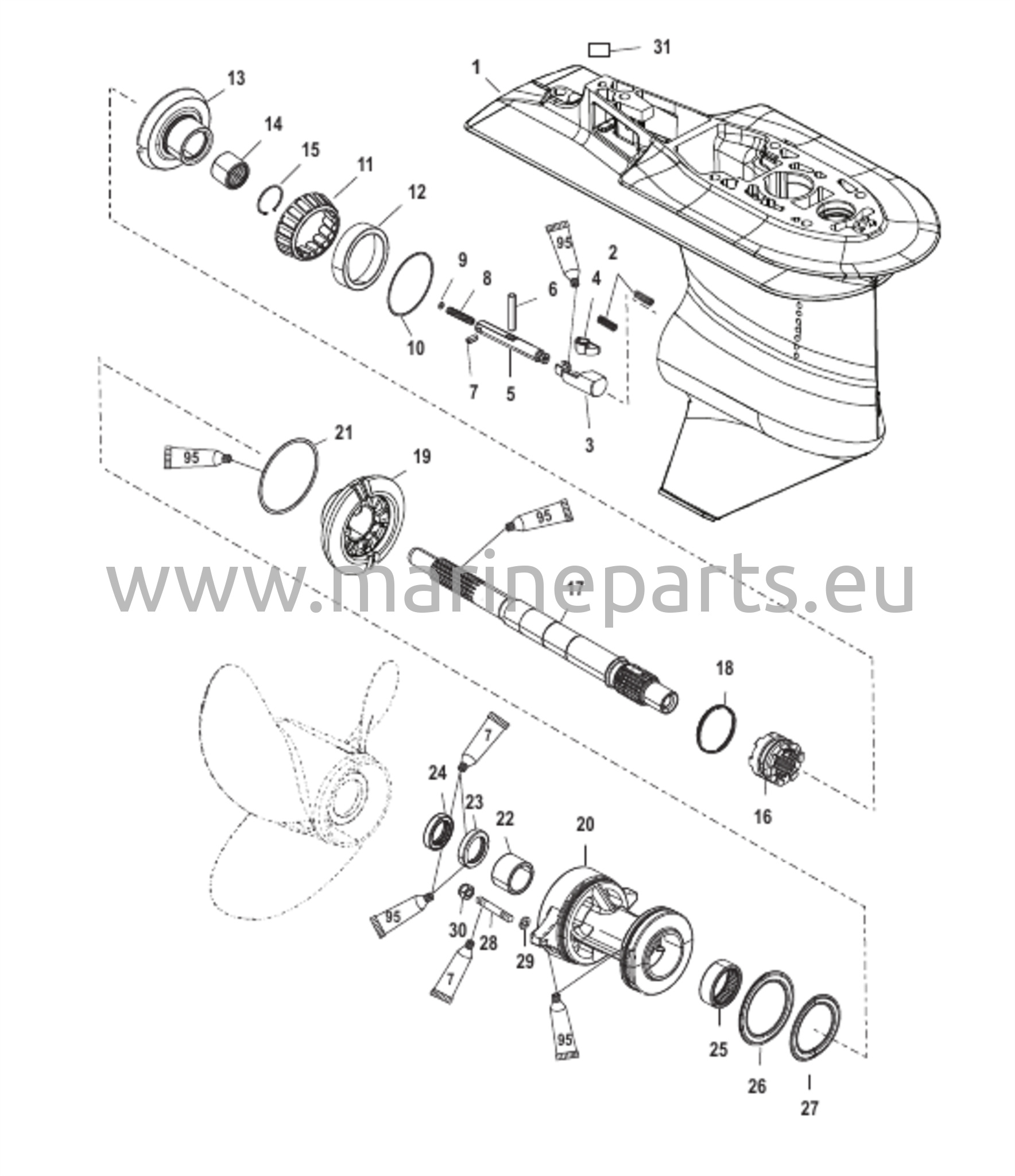 Vaihteiston kotelo potkurin akselille - 2,07:1 vaihdekerroin