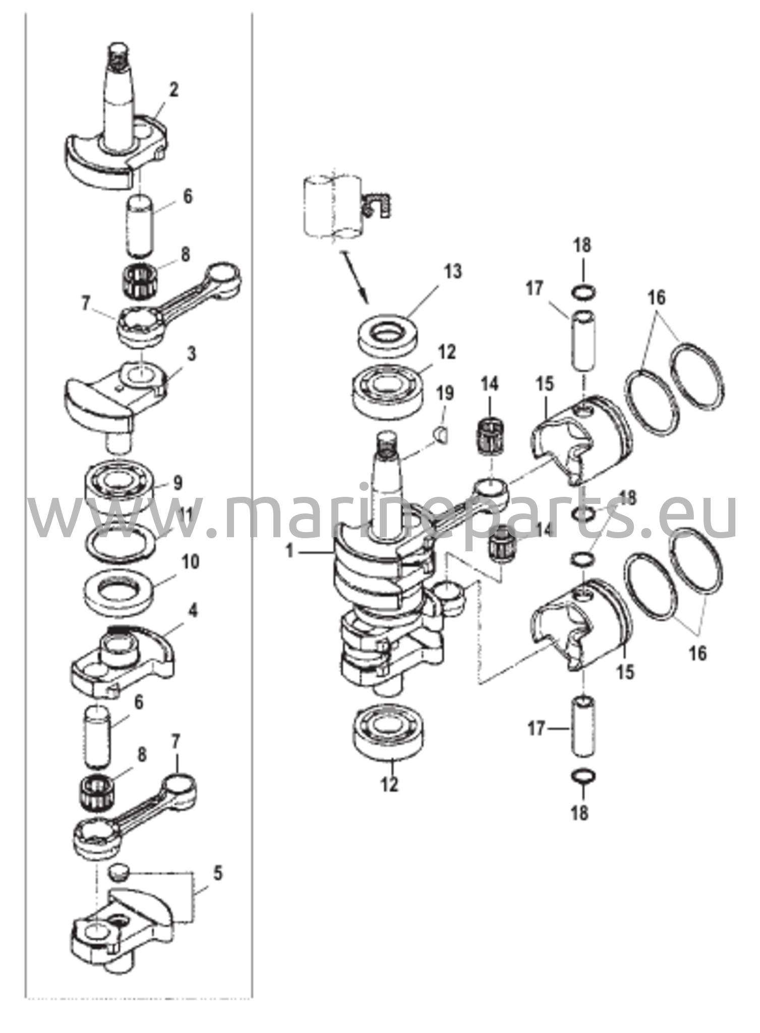 Kampiakseli, männät ja kiertokanget
