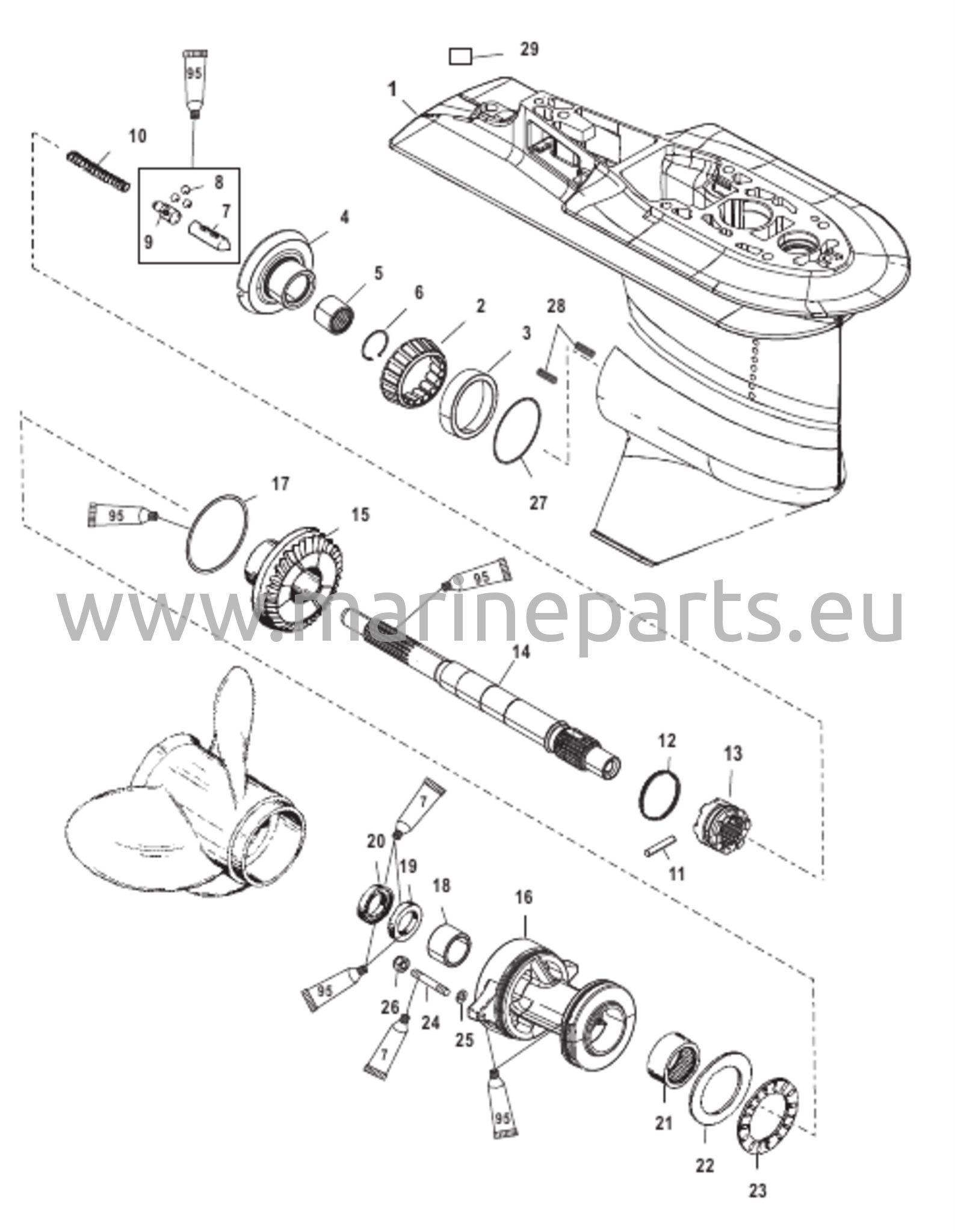 Vaihteiston kotelo potkurille 2.07:1 - S/N-0T598999 ja sitä alemmat