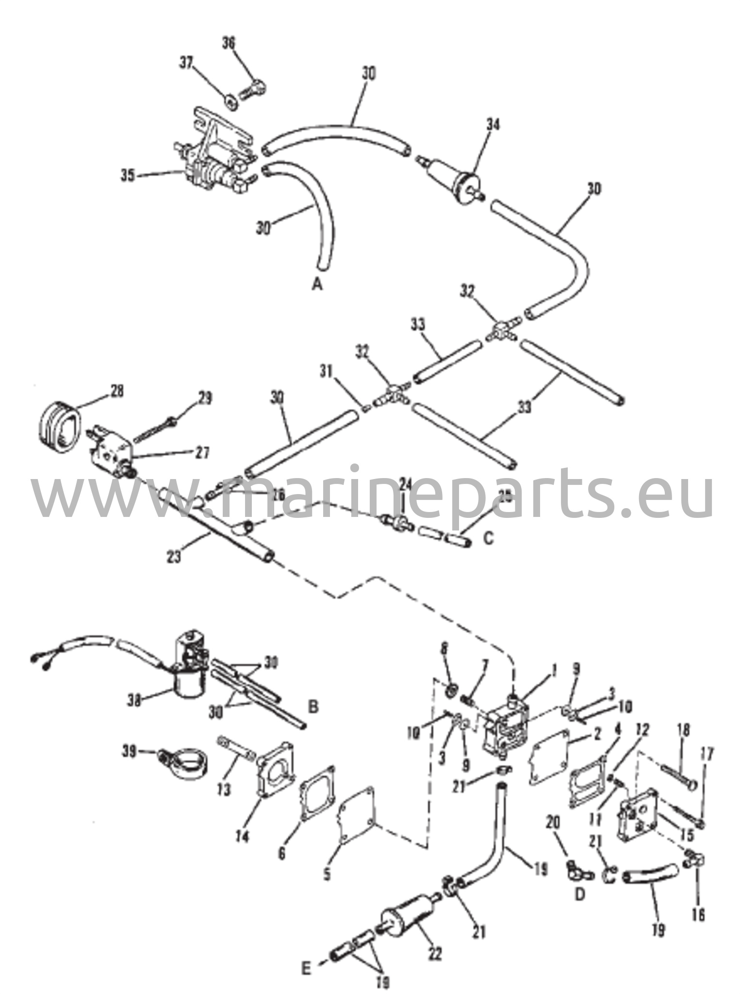 Polttoainepumppu (käytettävä yhdessä suuntaventtiilin kanssa, viitenumero 24)