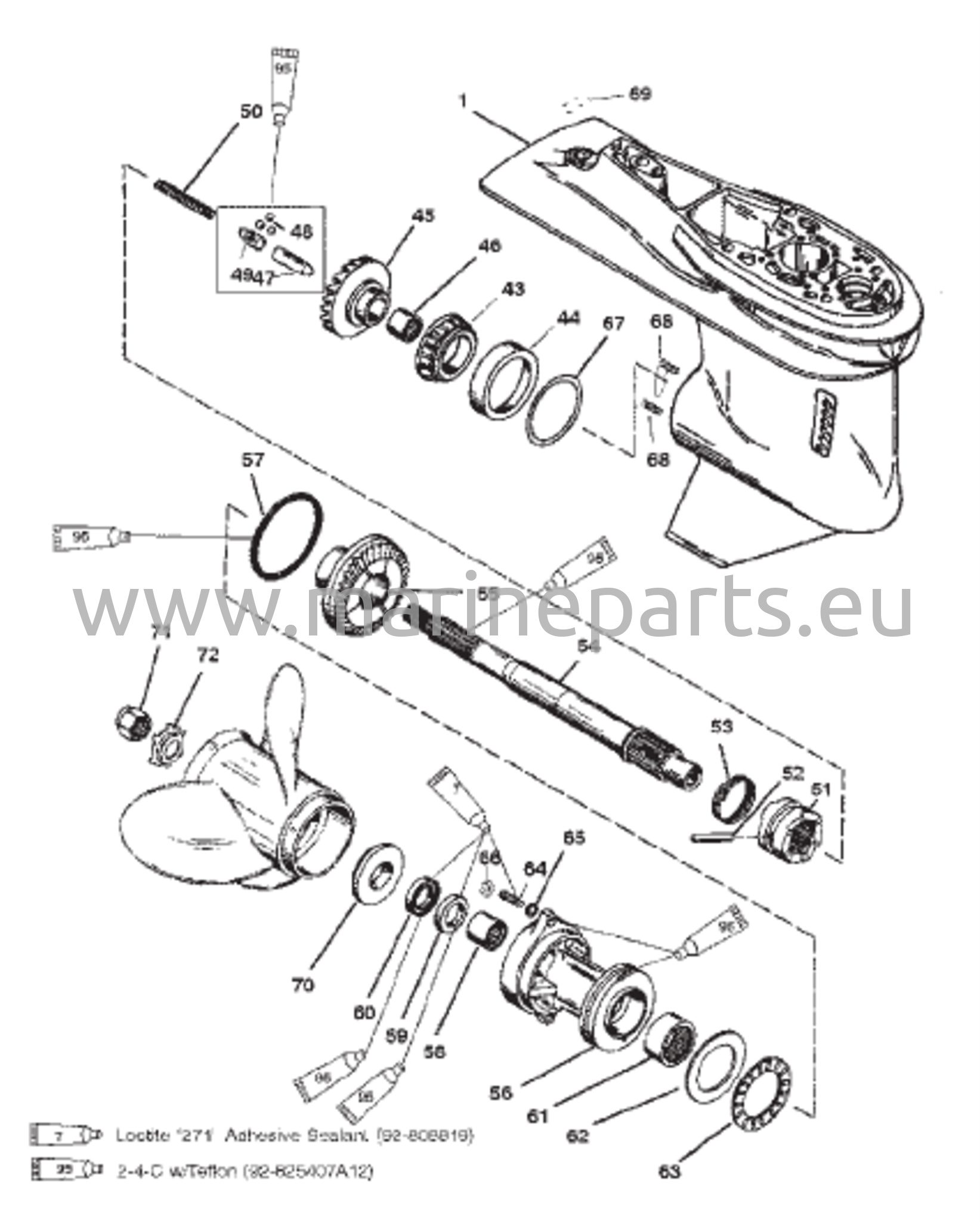 Vetoakseli – 60 SeaPro / Marathon / BigFoot – 3-leukainen kytkin peruutukseen