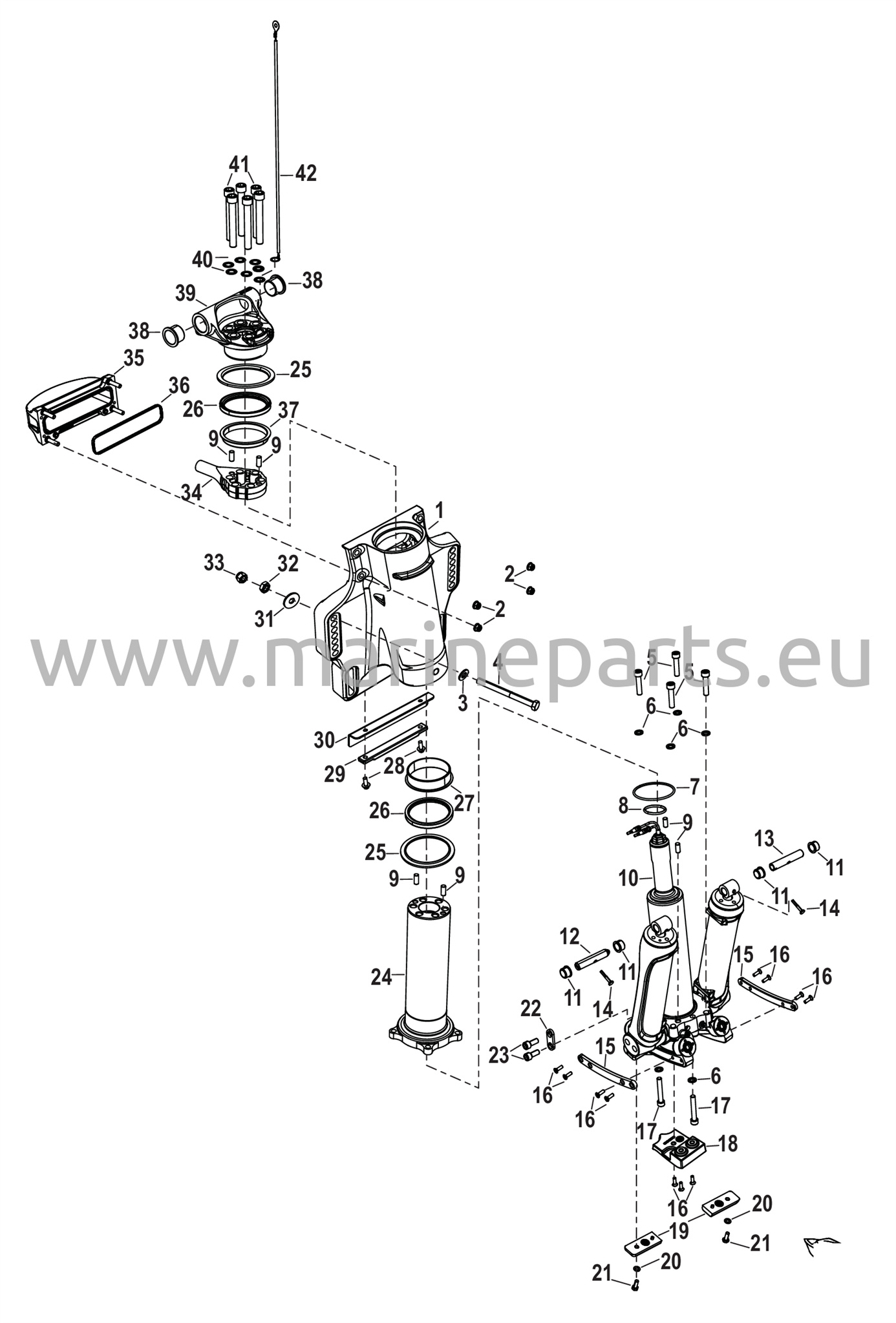Voimansiirron trimmi/peräpeilin kokoonpano