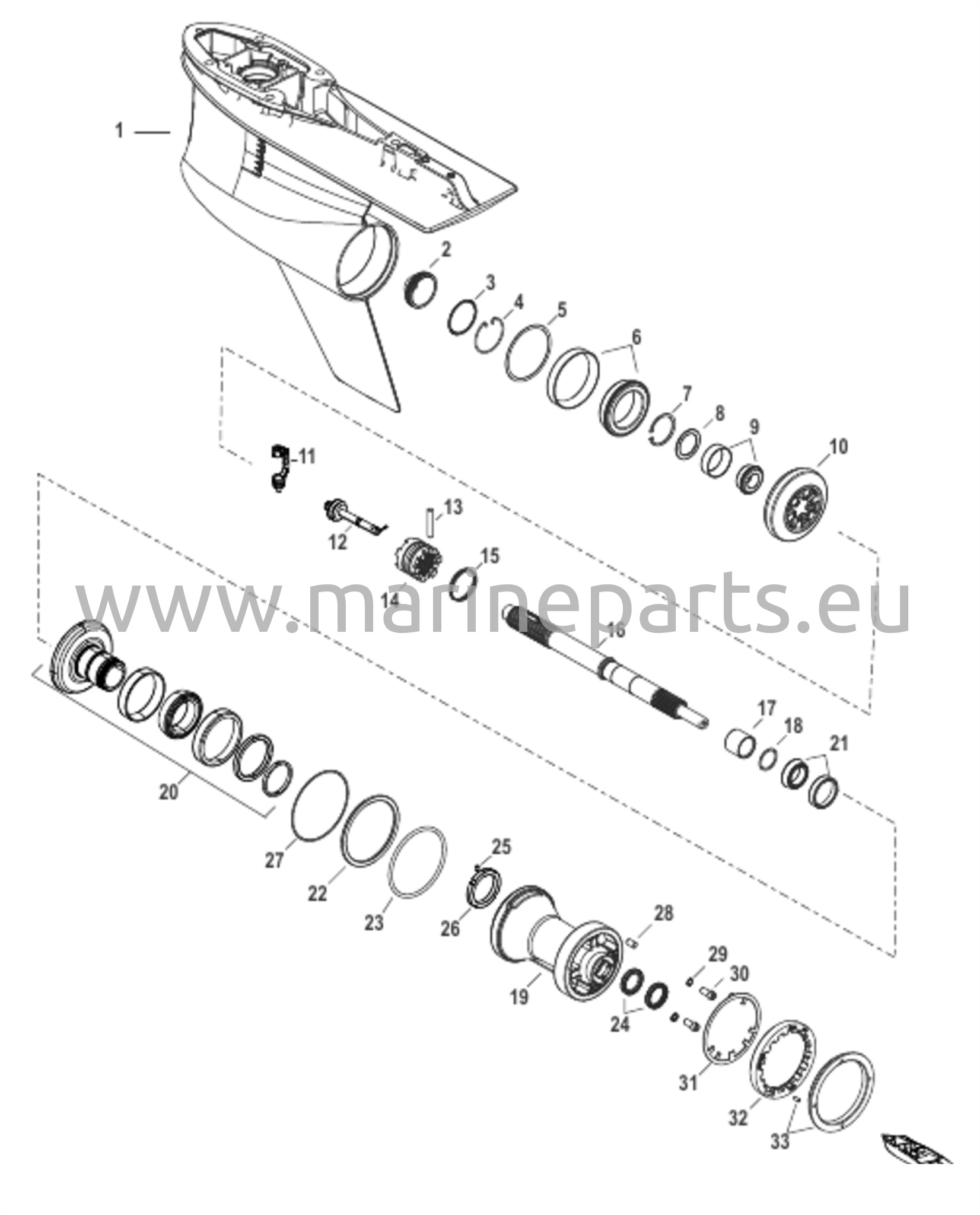 Vaihteiston kotelo, potkuriakseli - vastarotaatio, 5.44 Torpedo