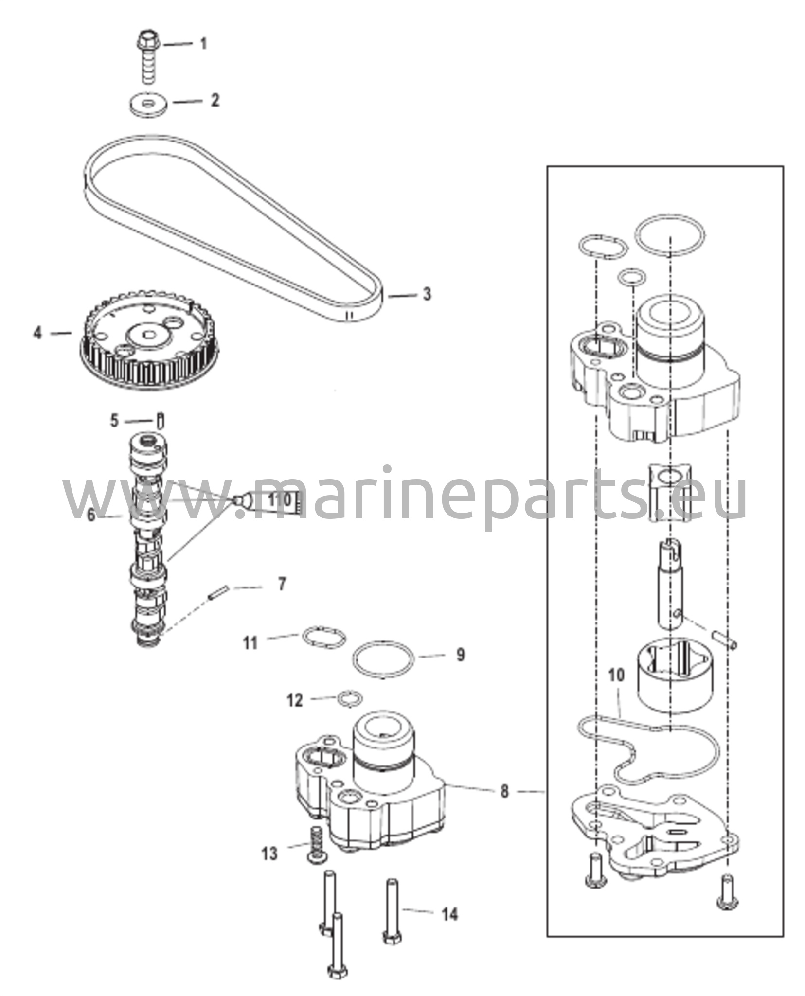 Nokka-akseli/Öljypumppu