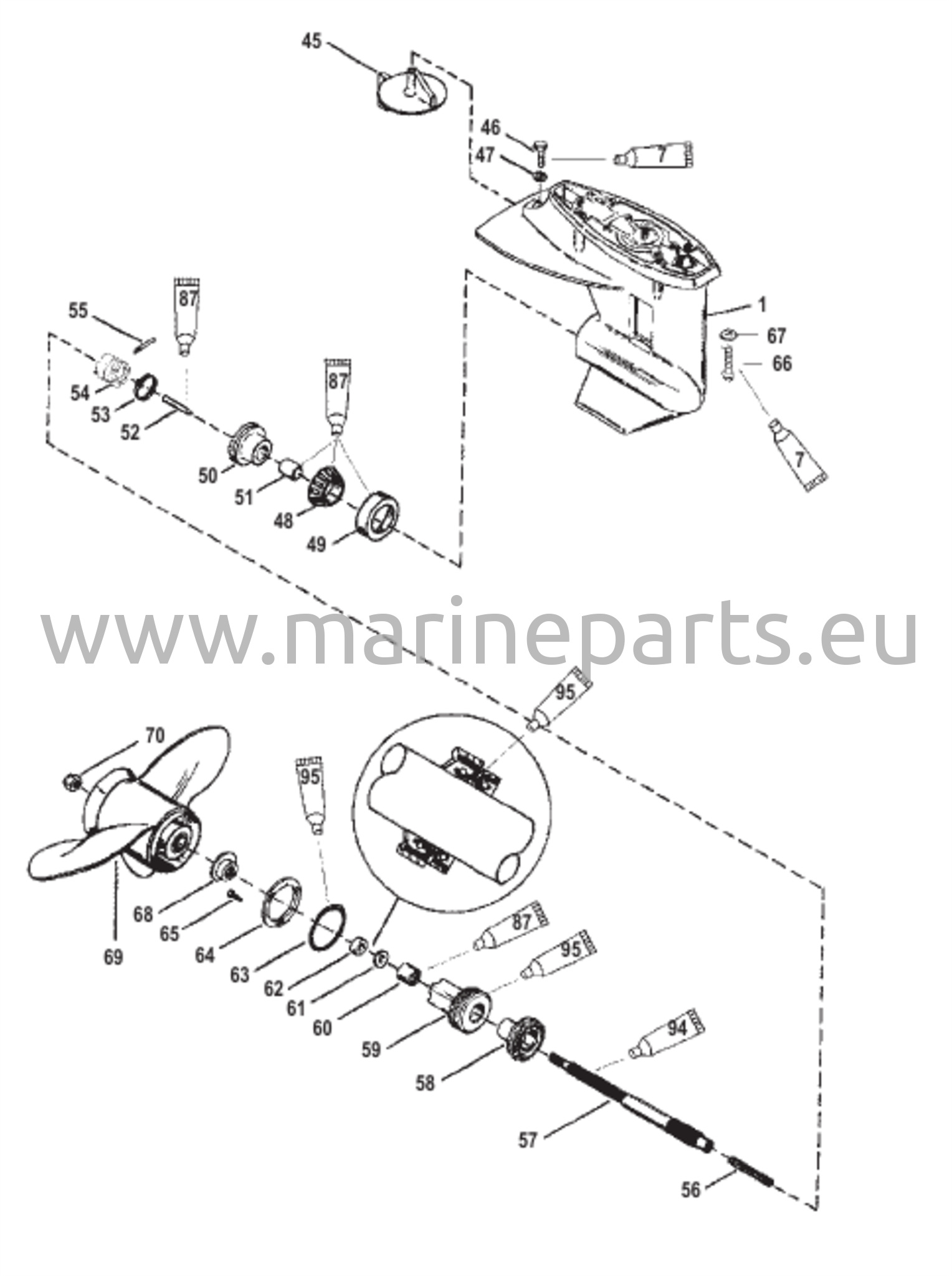 Vaihteiston kotelo potkurin akselille - 2,42:1 vaihde-suhde - Bigfoot