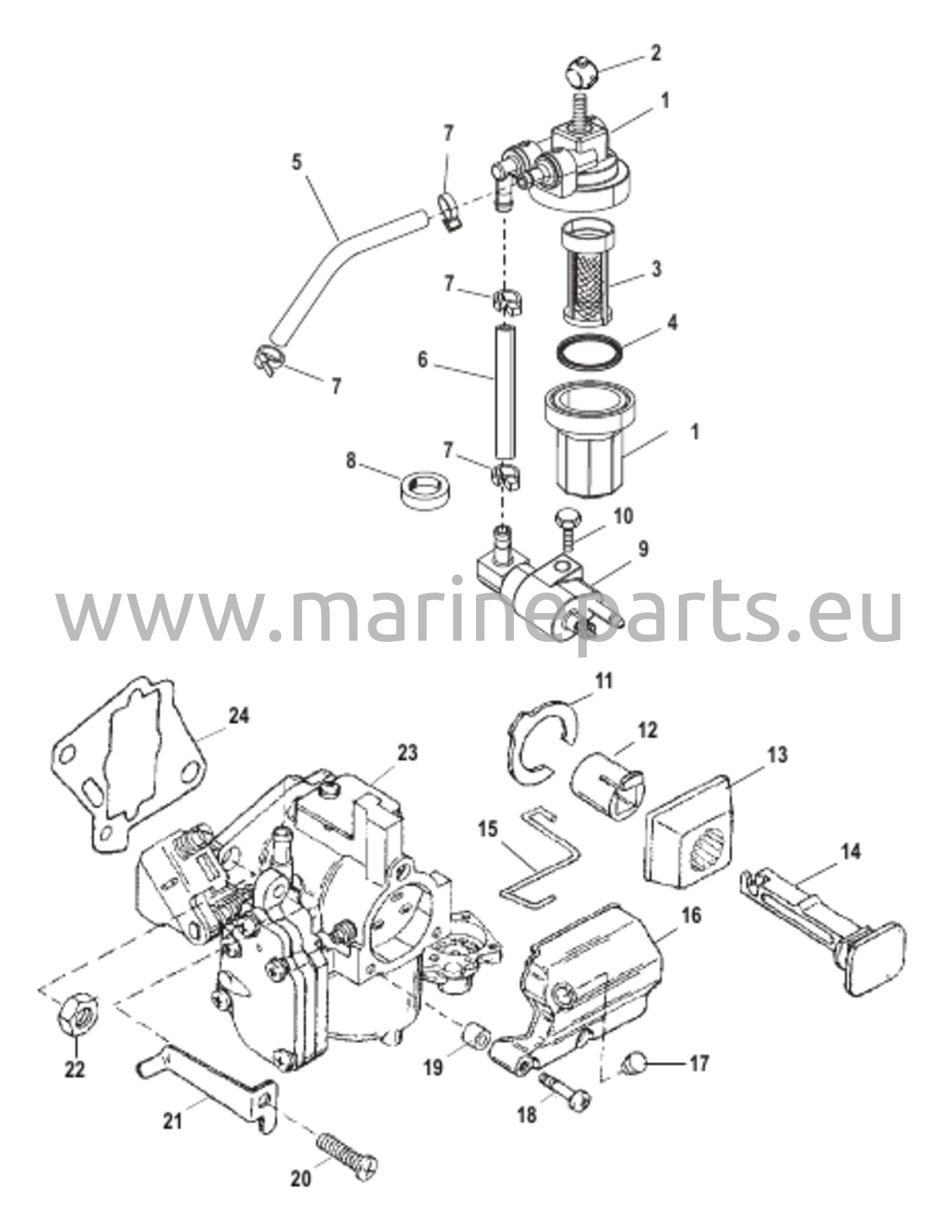 Polttoainejärjestelmän osat (kaupalliset moottorit)