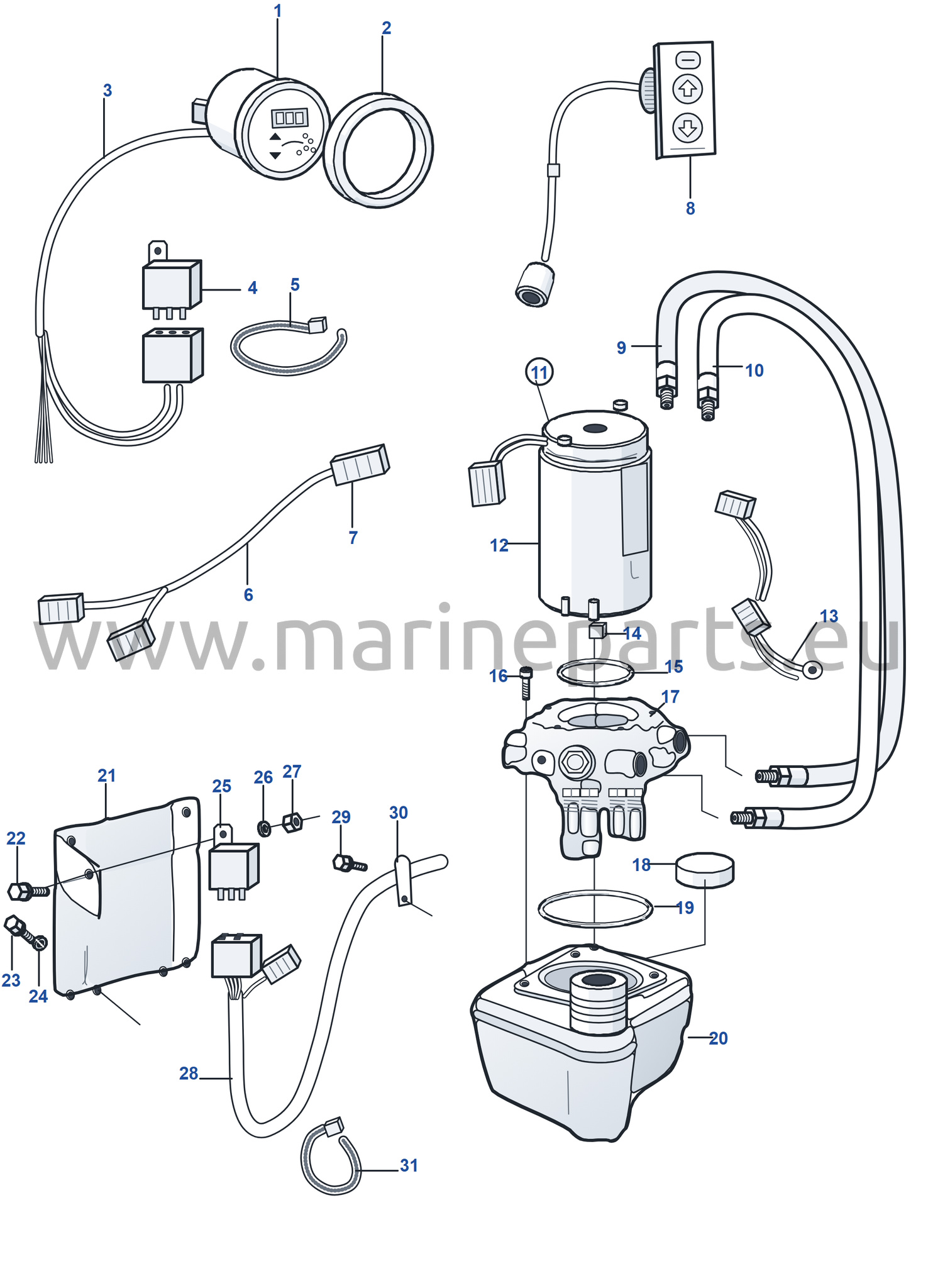 Hydraulikpumpe og triminstrument