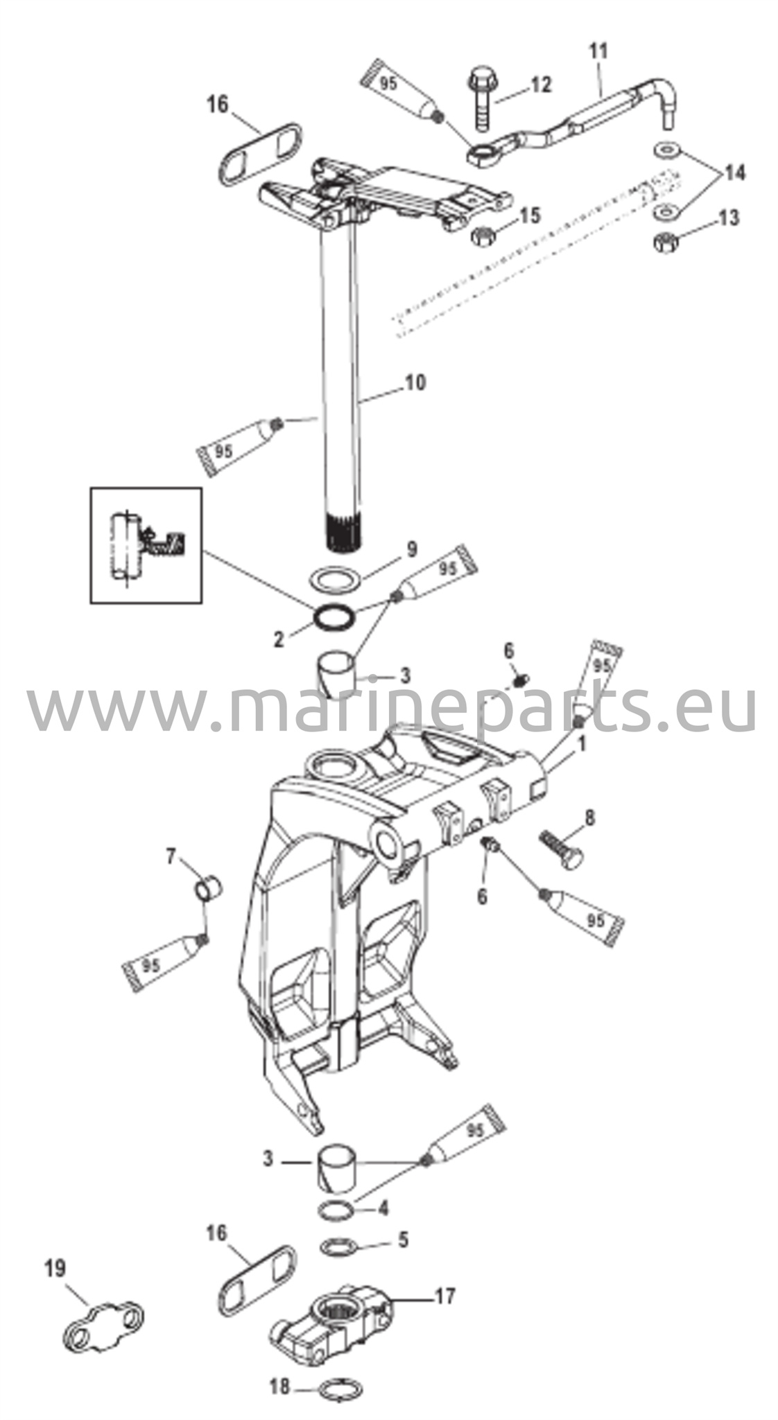 Kääntökiinnike ja ohjausvarsi