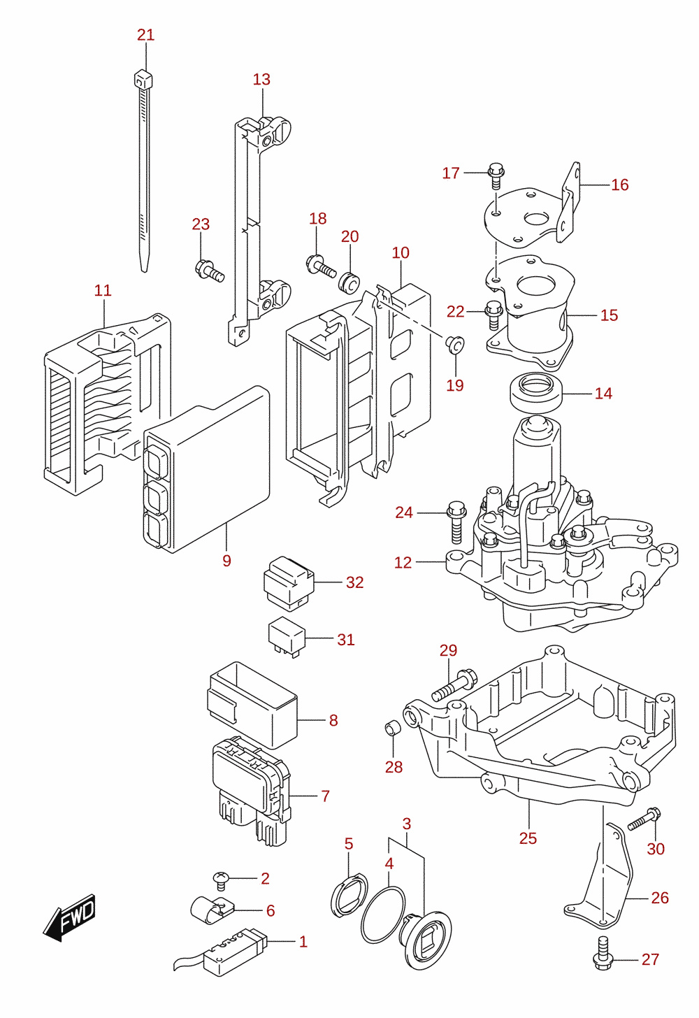 PTT switch / engine control unit (DF325A)