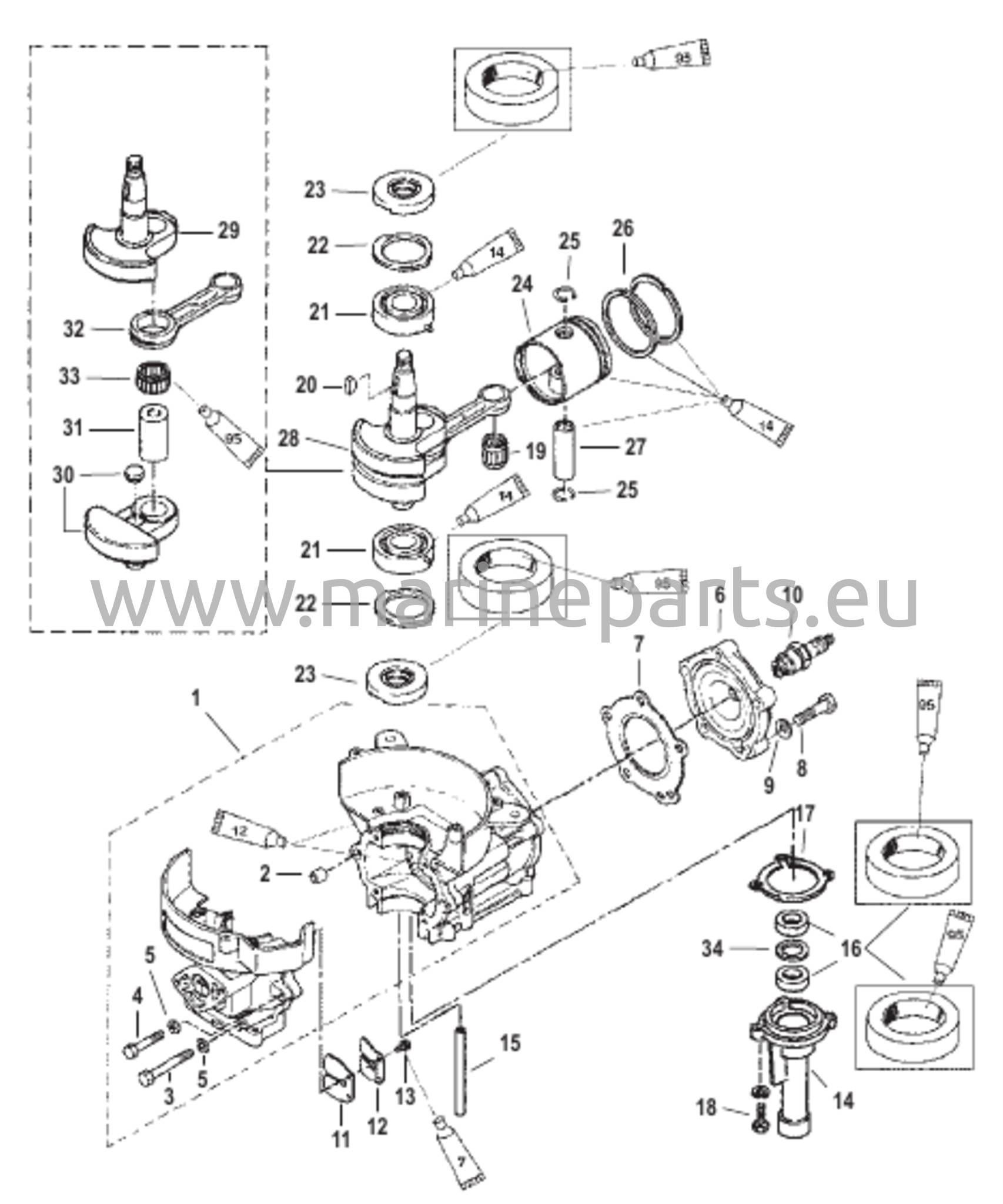 Sylinterilohko/Kampiakseli/Mäntä