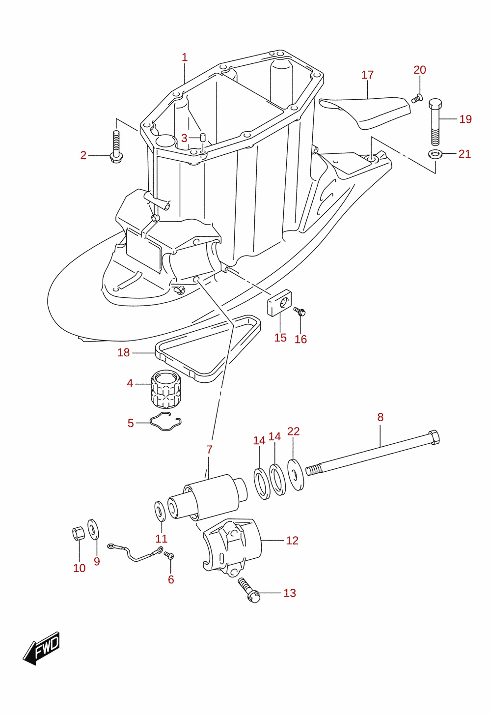 Veovõlli korpus (L-transom) (DF300BMD, DF350AMD)