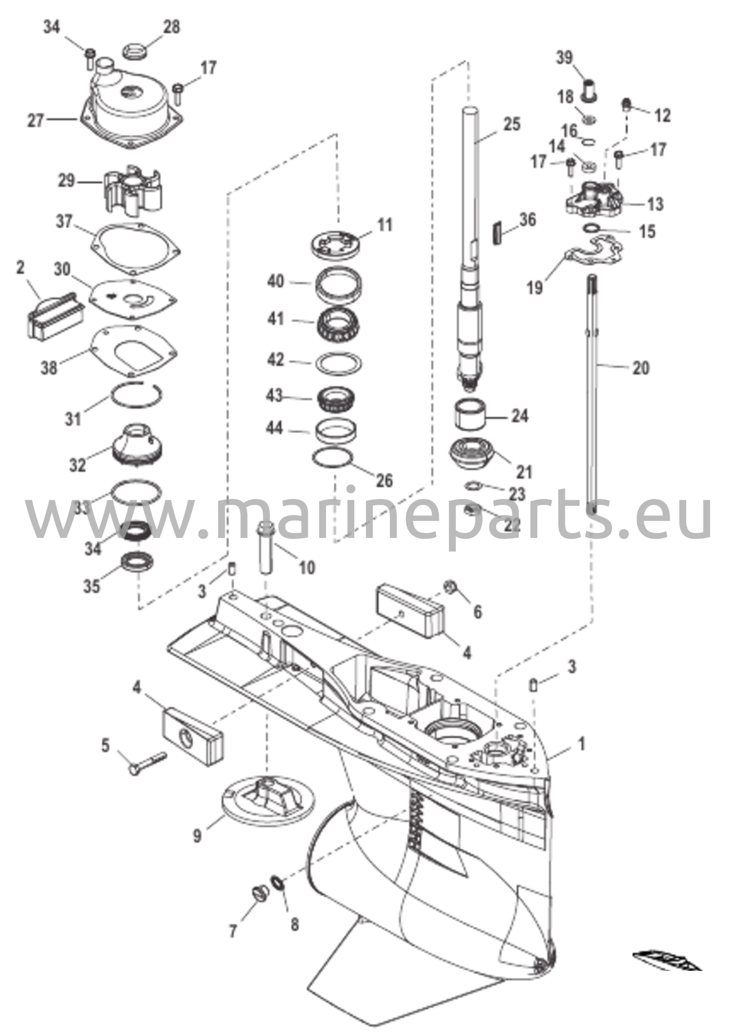 Vaihteiston kotelo vetoakselille, 4.80 Torpedo