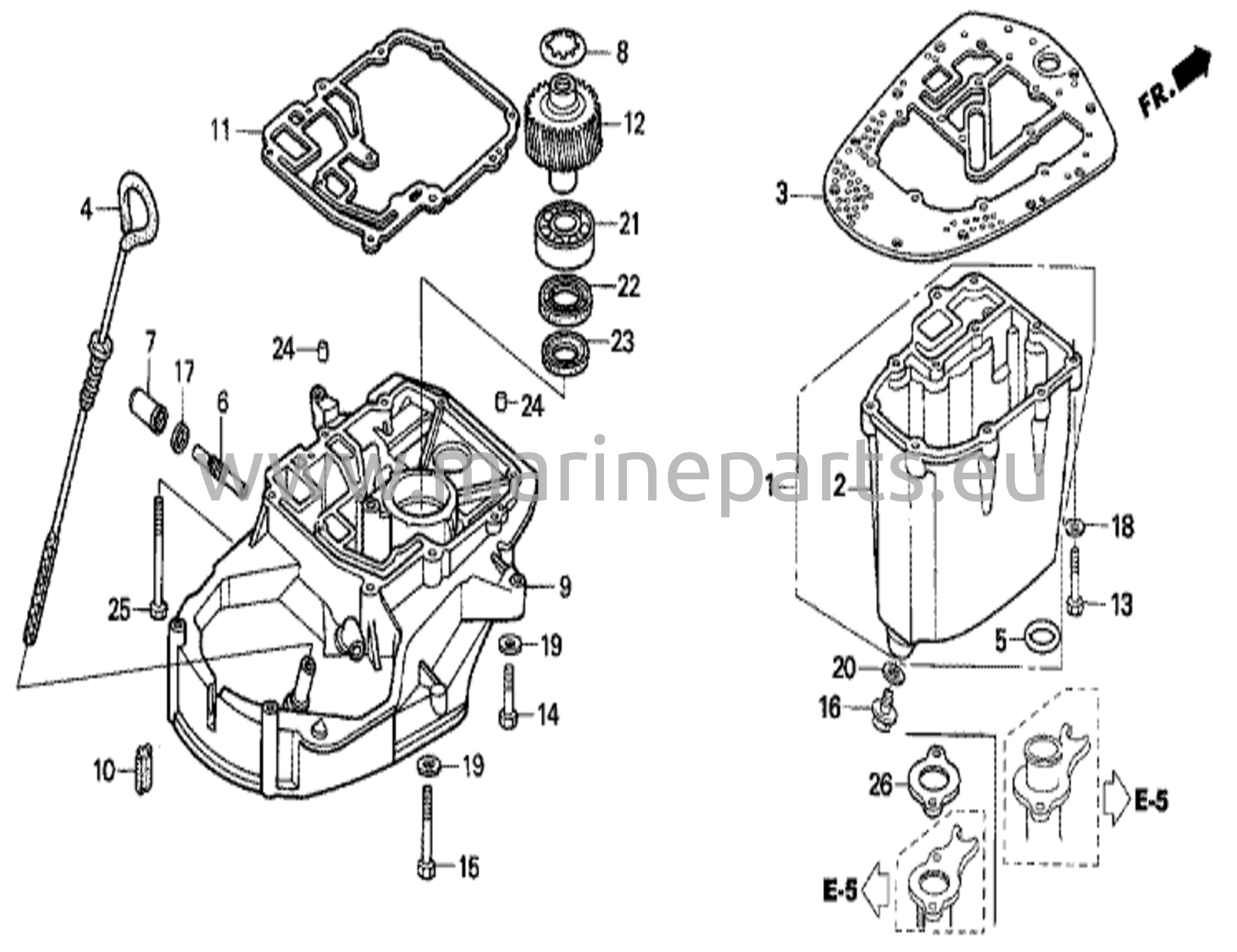 Primary gear case & oil pan