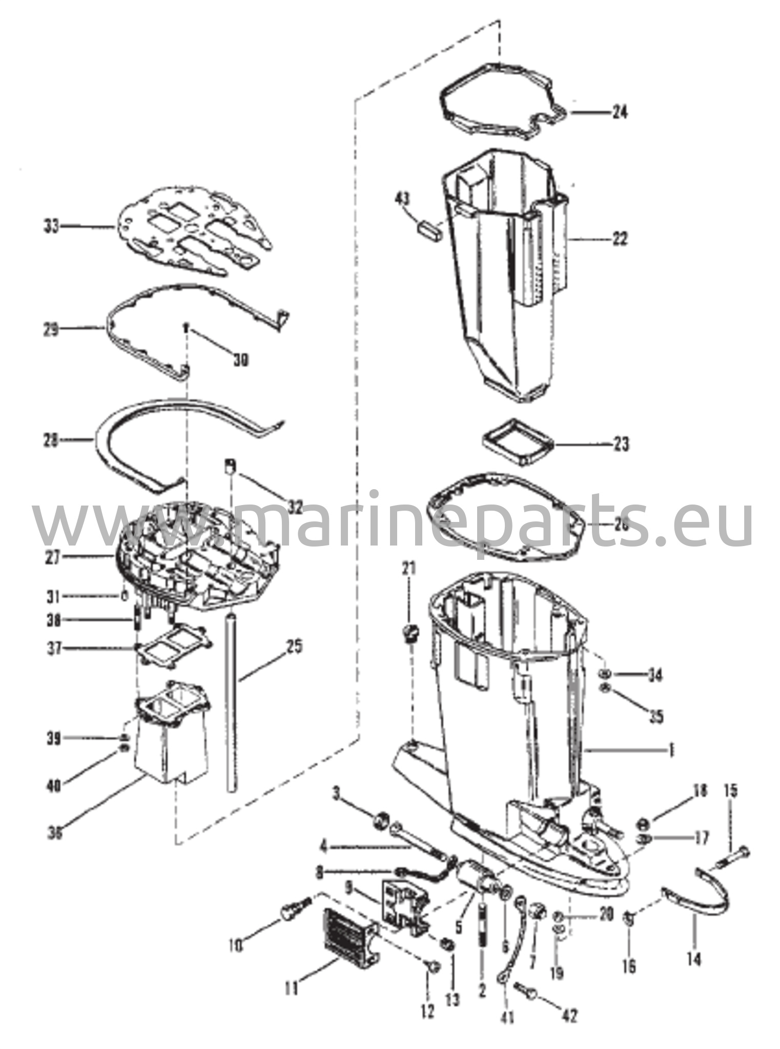 Driveshaft Housing and Exhaust Tube 