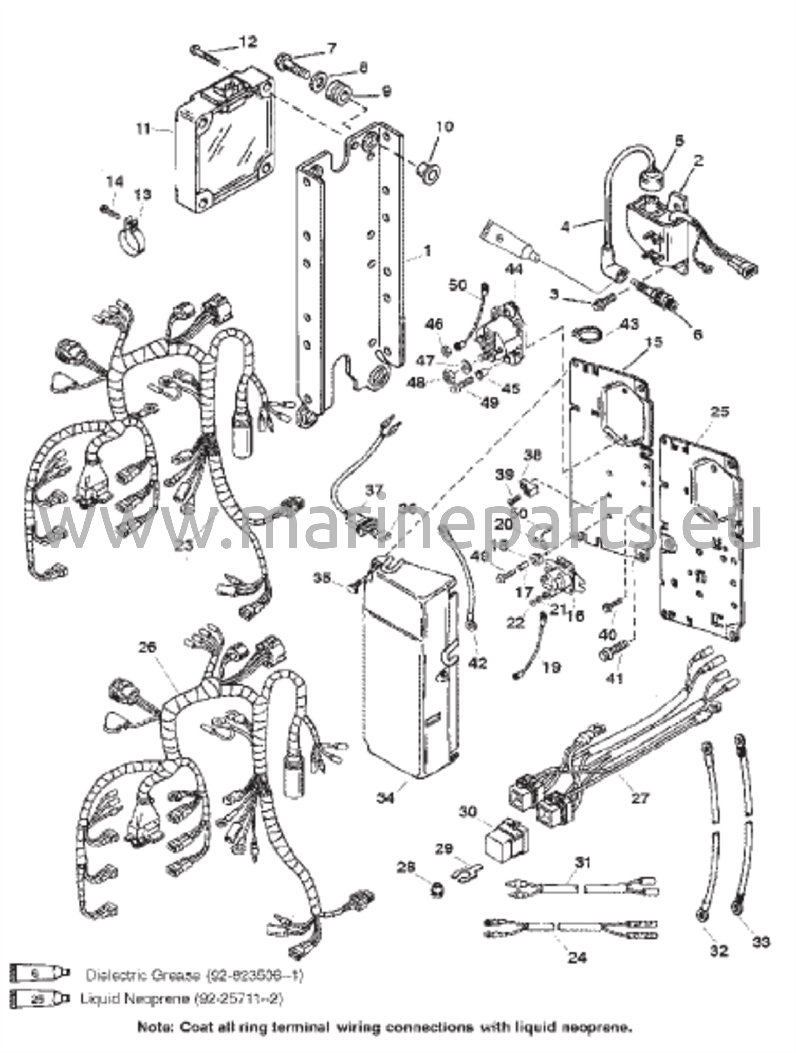 Sähköjärjestelmä (S/N 0G129222 - 0G303045 – Ei SeaPro / Marathon)