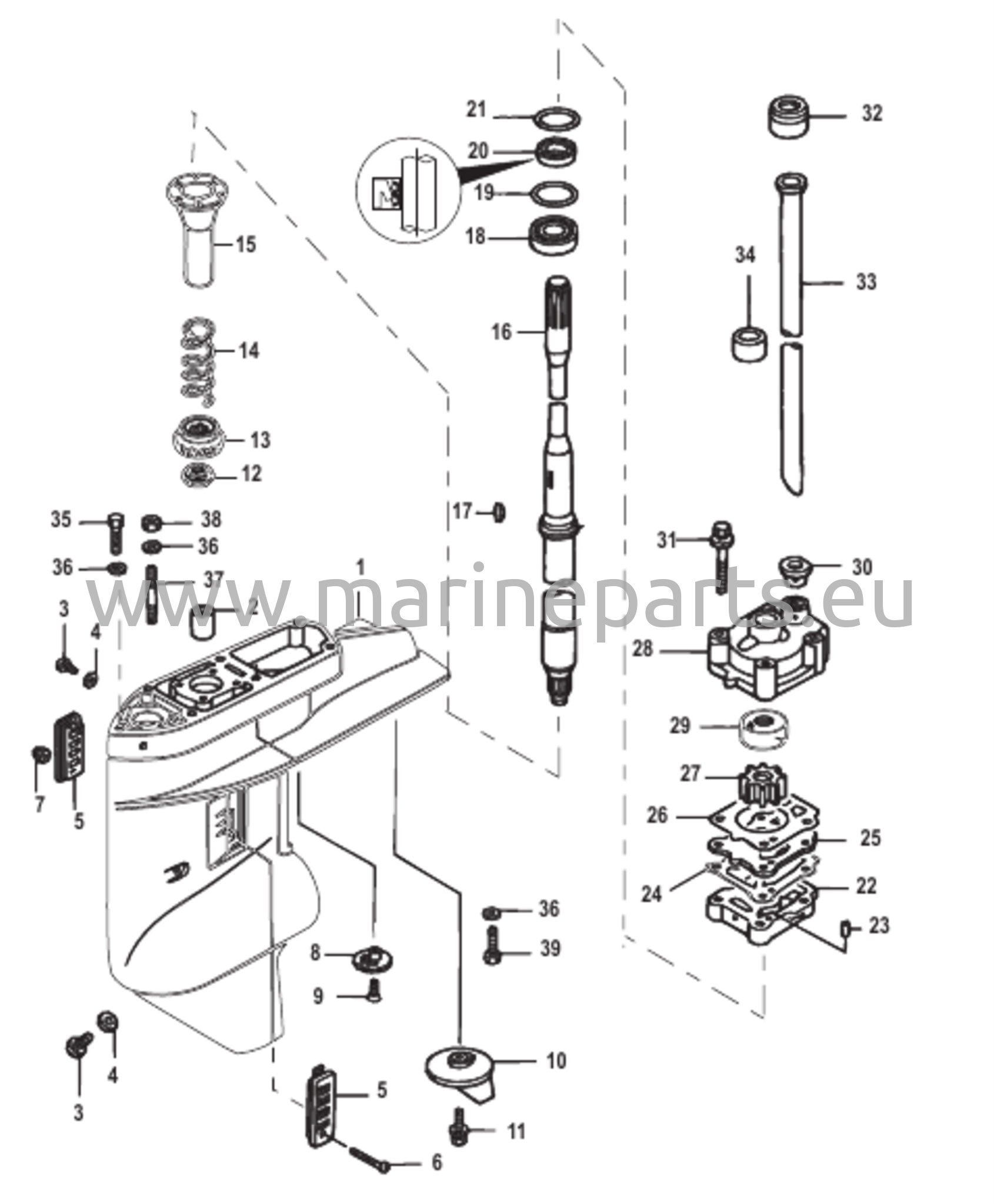 Vaihteiston kotelo voimansiirtoakselille - 1,92:1 vaihdesuhde