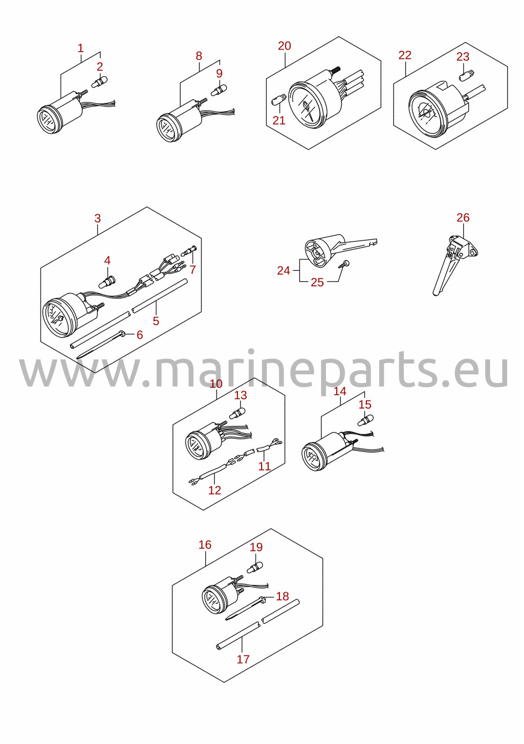 Instrument (DF40A, DF40AST, DF50A, DF50AVT, DF60A, DF60AVT) (tillval)