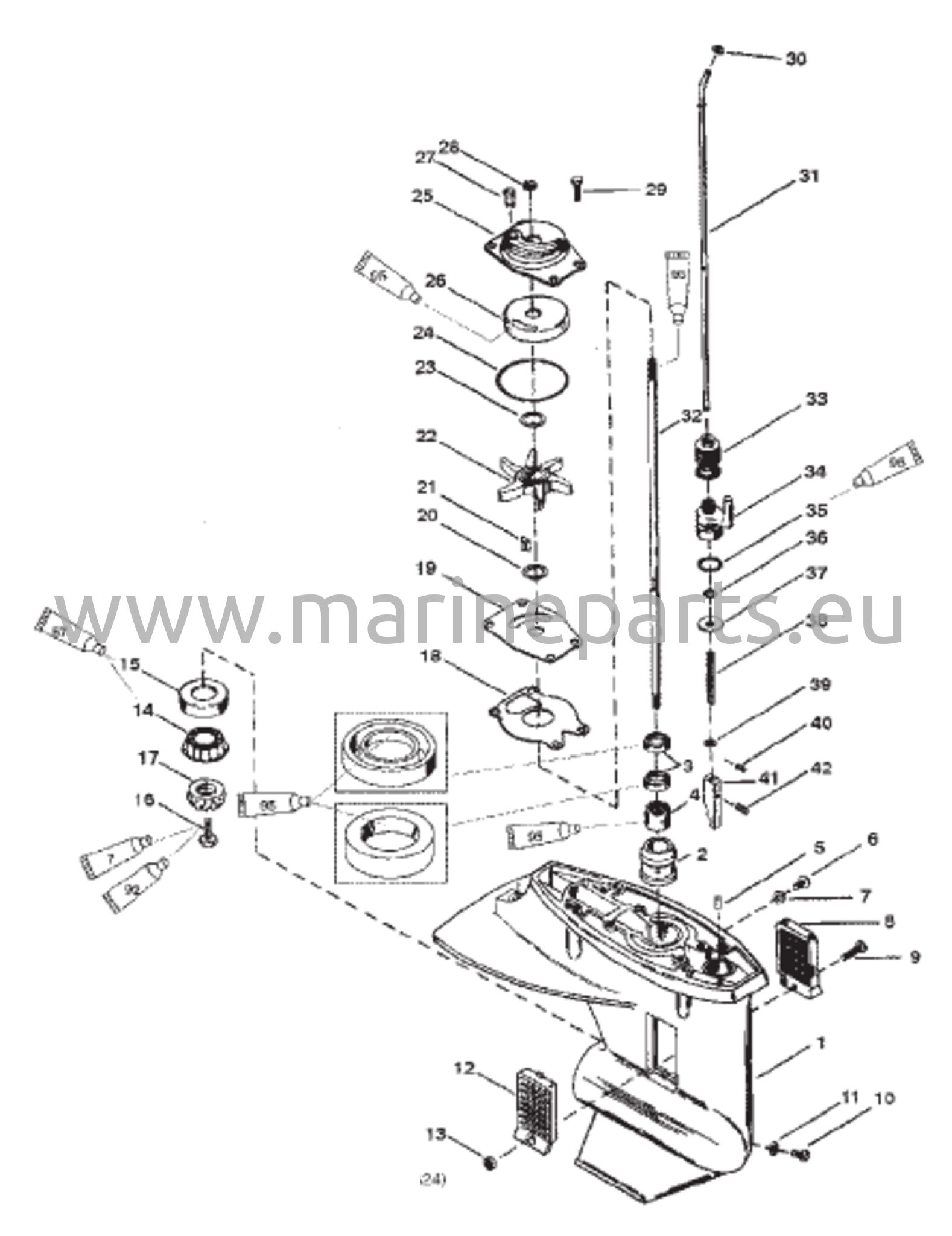Vaihteiston kotelo (voimansiirtoakseli) (2,25:1 vaihdekerroin)