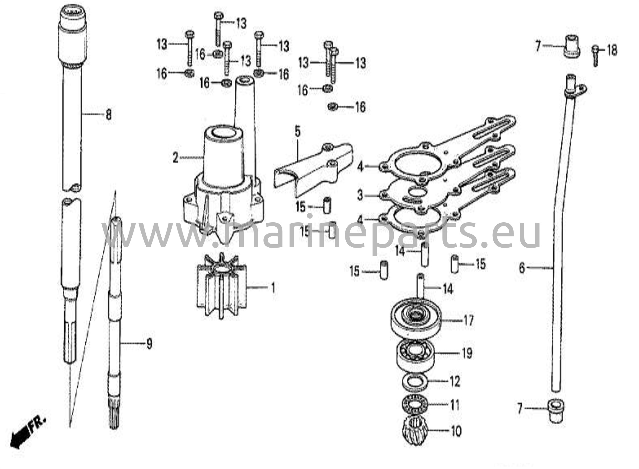 Vee pump ja vertikaalne võll