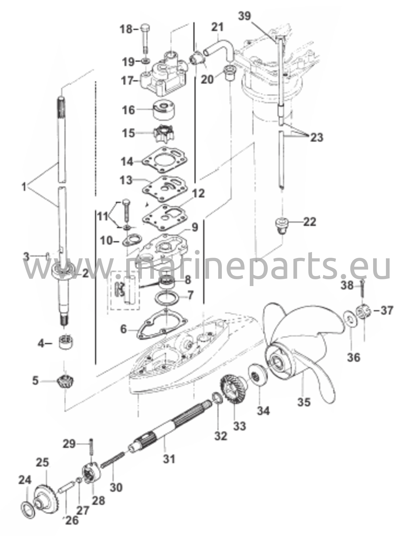 Vaihteiston kotelon osat