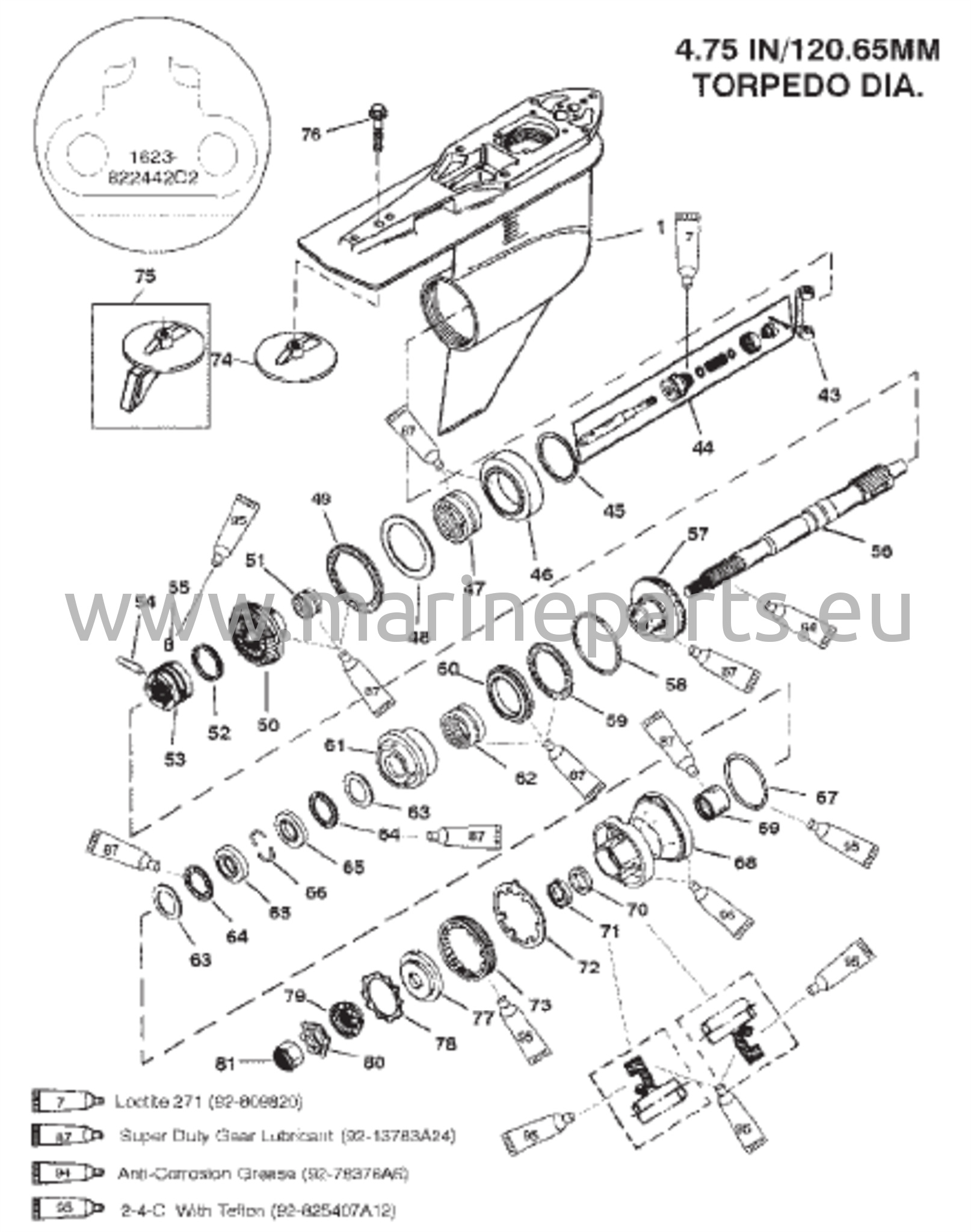 Ülekandekorpus (propeller – vastassuunaline pöörlemine) (seerianumber 0G437999 ja allpool – 1623-822442C2 valand)