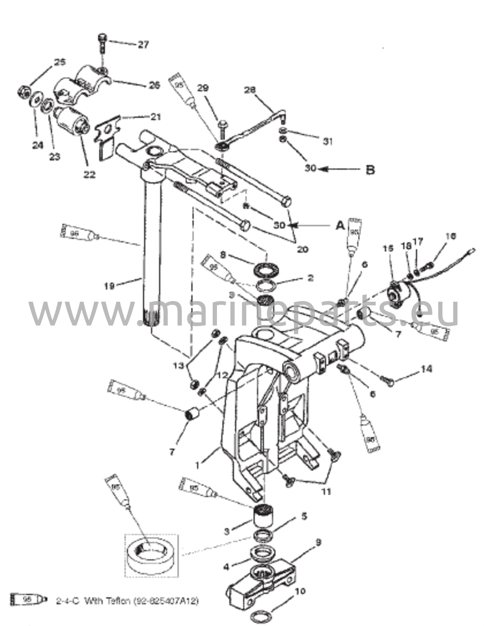 Kääntökiinnike ja ohjausvarsi