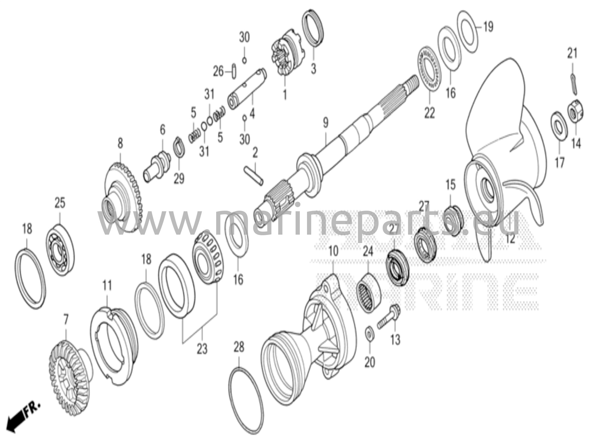 Potkuriakseli/potkuri (vastakierros)