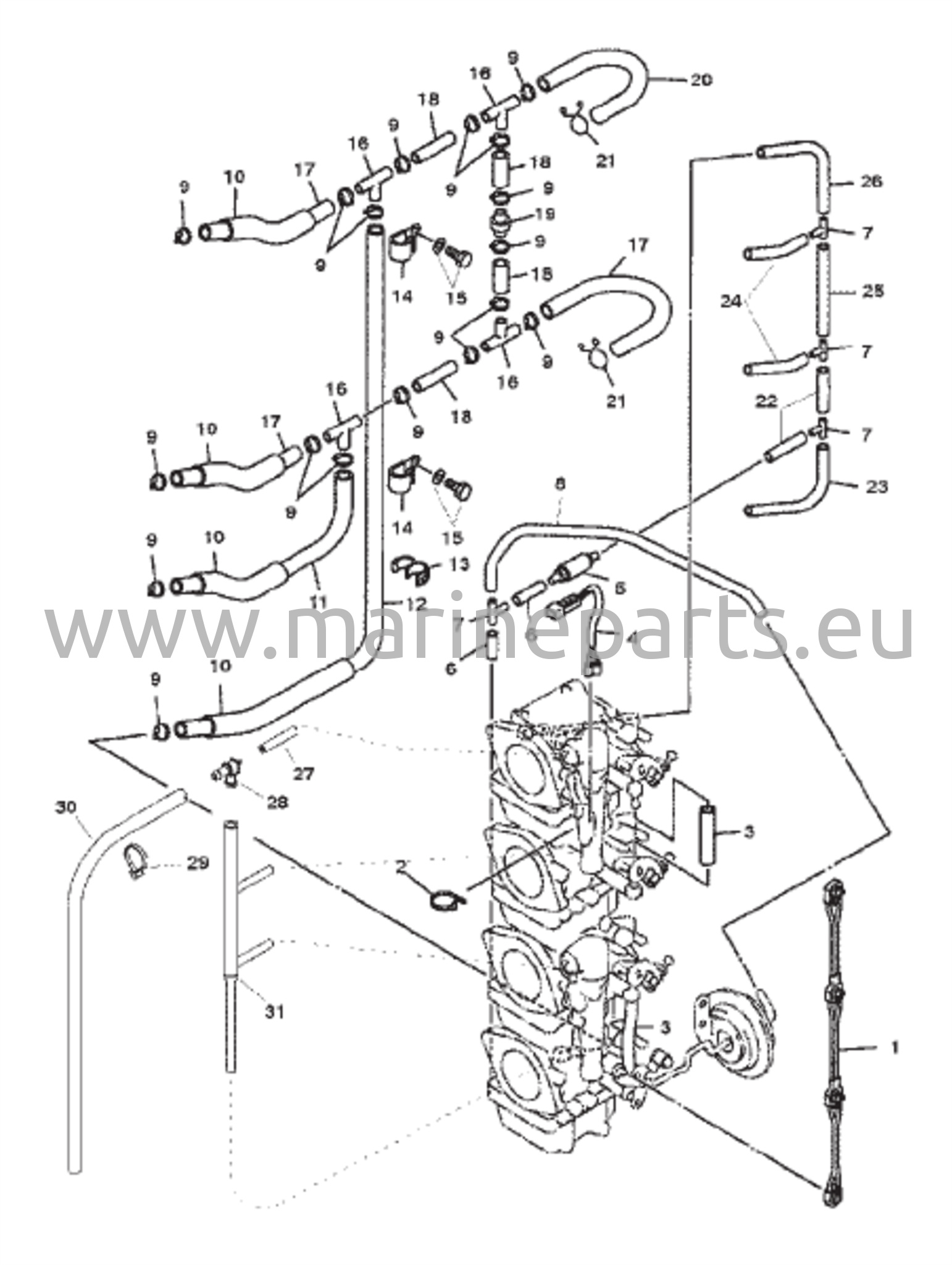 Polttoaine-/ilmanpoistolinjat (sarjanumero 0T408999 ja sitä alemmat)