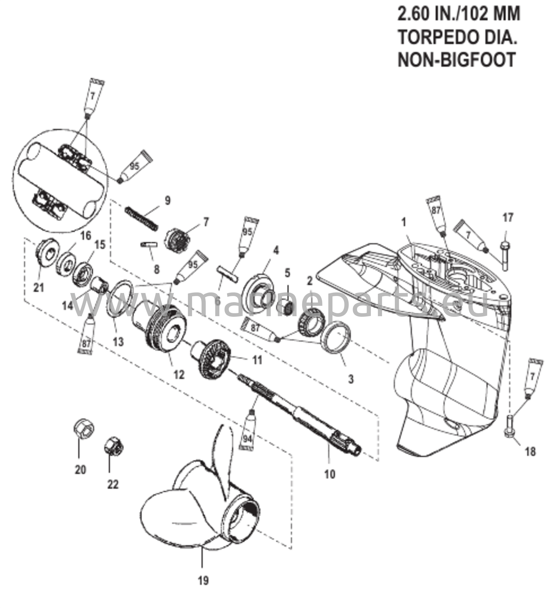 Vaihteiston kotelo potkurin akselille - 2,00:1 vaihdekerroin