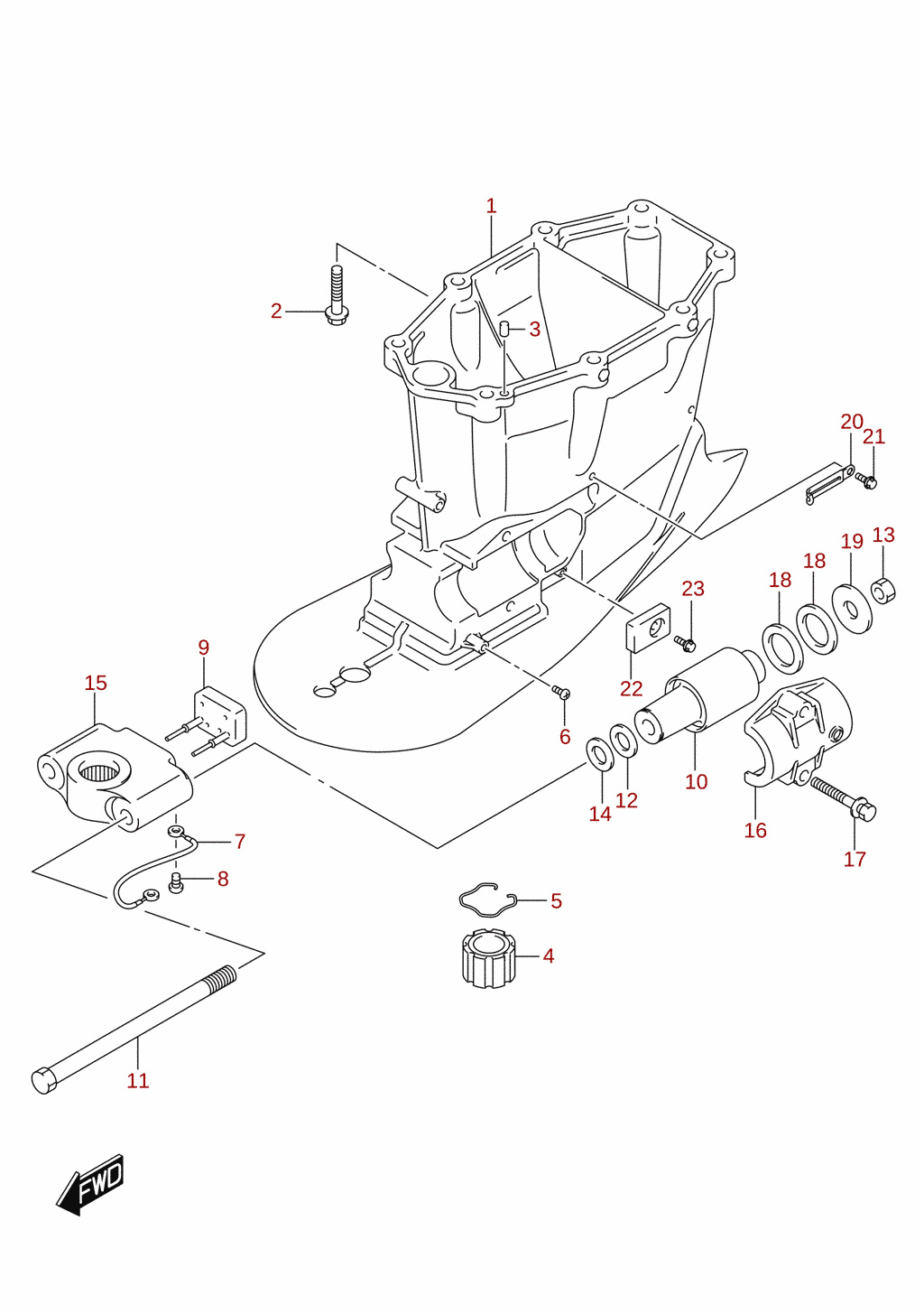 Drive shaft housing (X-transom) (DF300A)