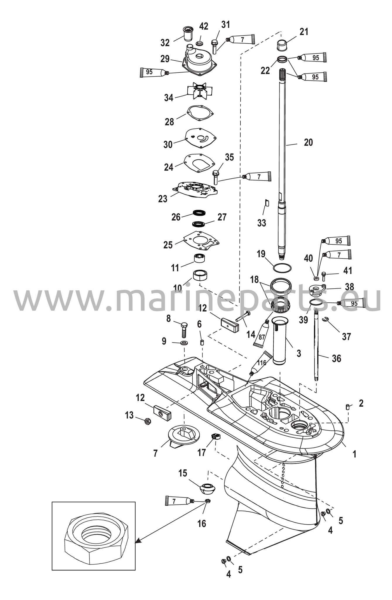 Vaihteiston kotelo (voimansiirtoakseli 2,31:1 vaihde)
