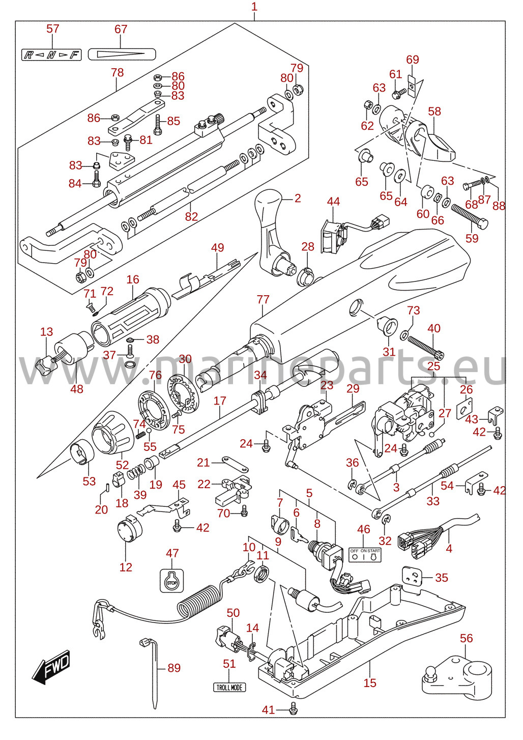 Tiller handle (DF100AT, DF115AT, DF115AZ) (optional)