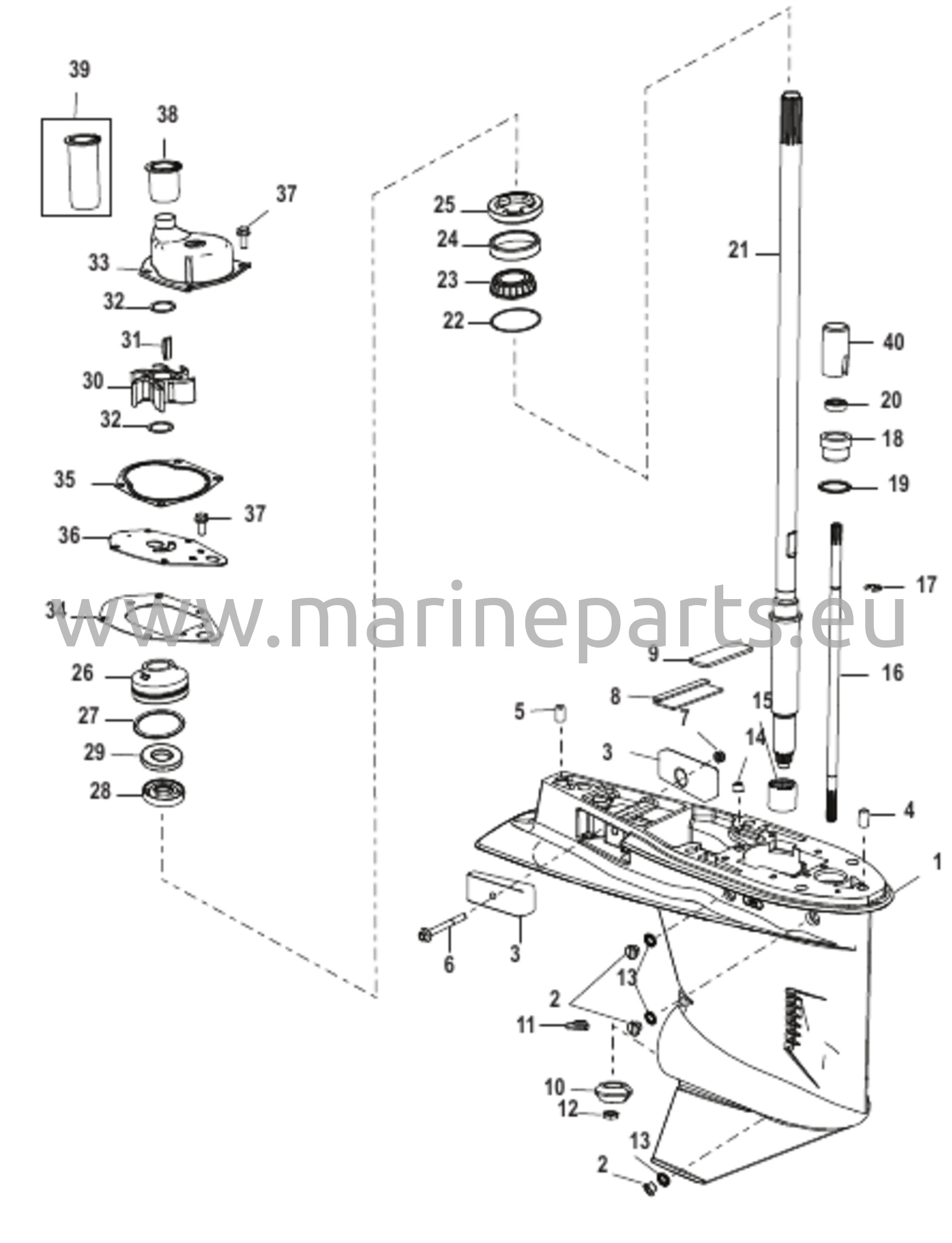 Vaihteiston kotelo voimansiirtoakselille - 2:1 vaihdekerroin