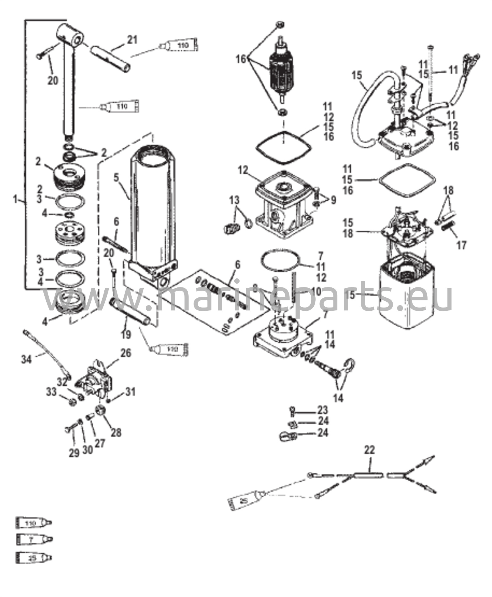 Power Trim (musta täyttötulppa) (0G360002 / 9934136 ja sitä alemmat)