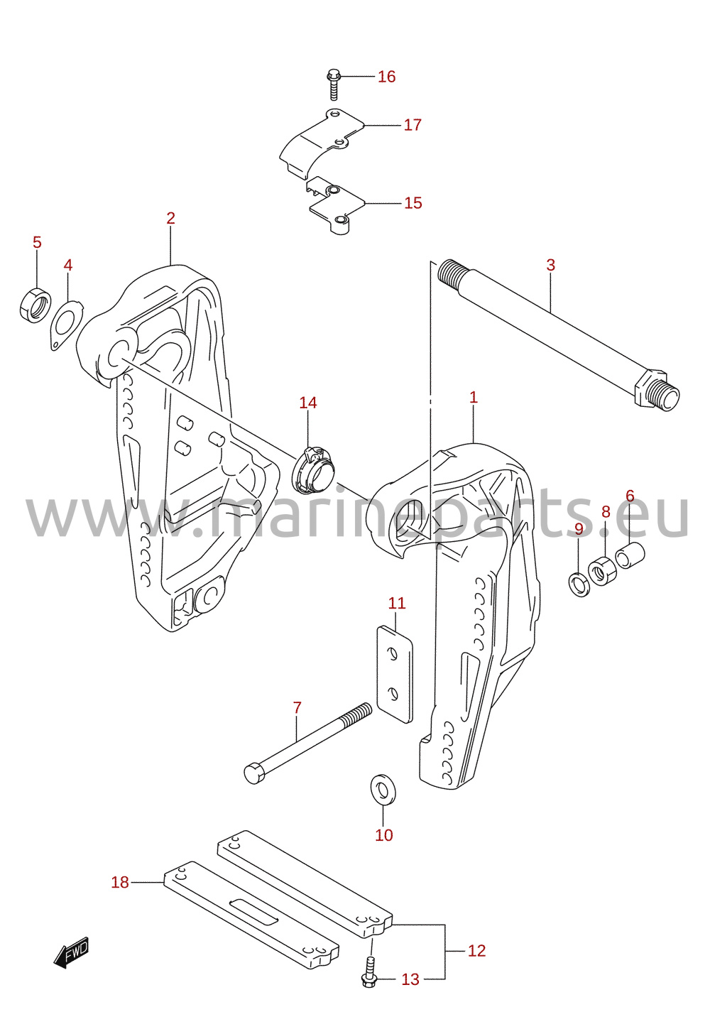 Akterspegelsfäste (L-transom) (DF200T)