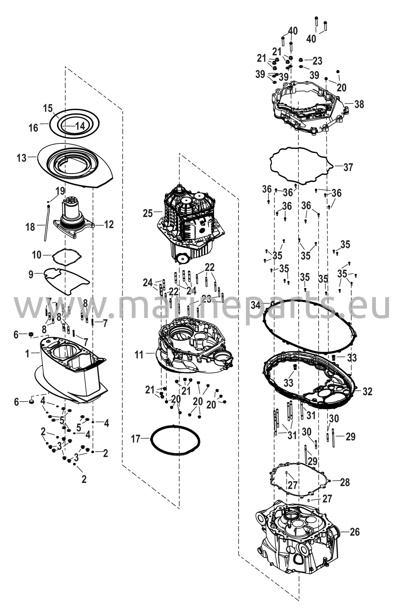 Keskiosan kiinnikkeet ja tiivisteet