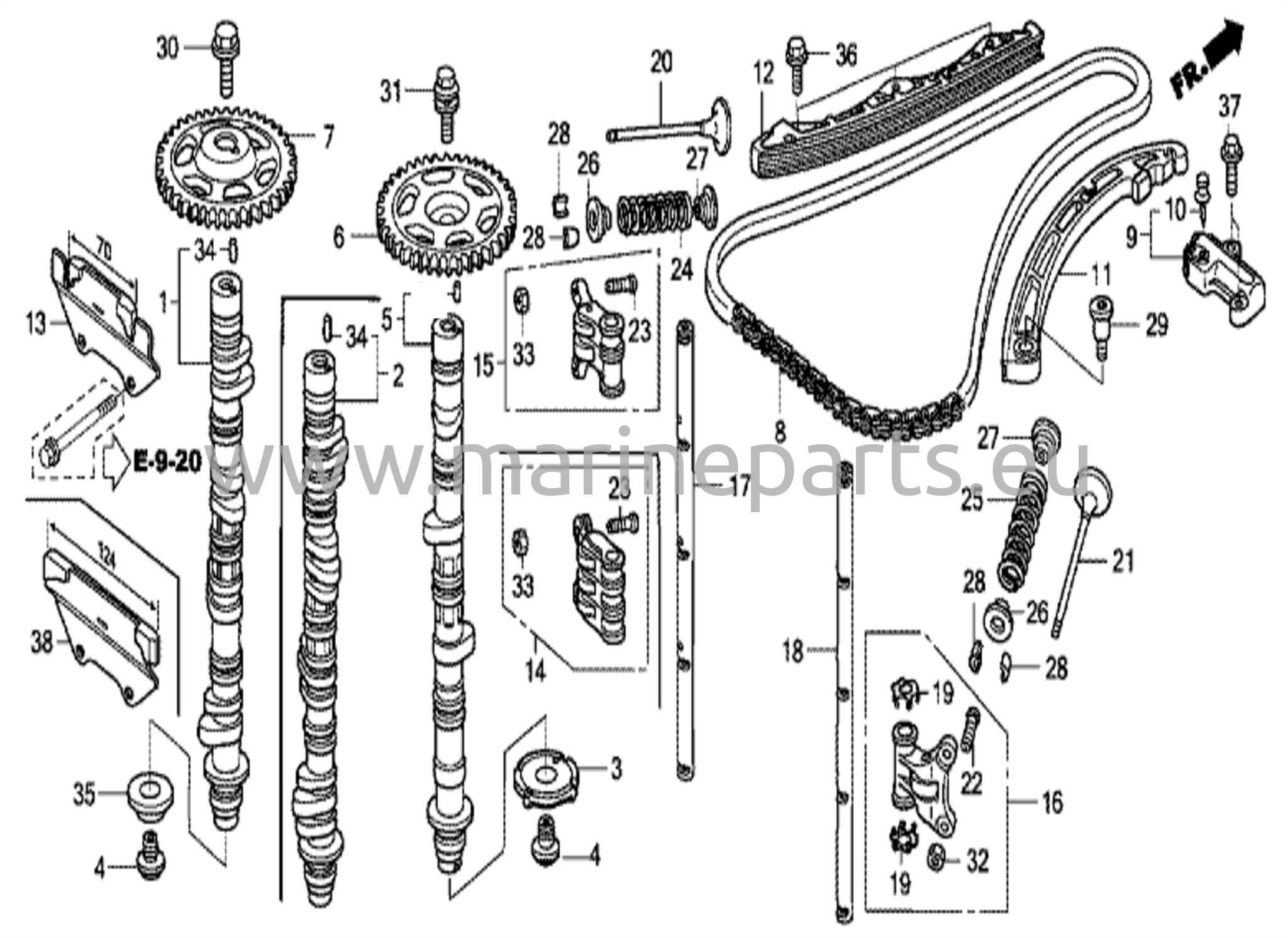 Kamaxel/ventilmekanism