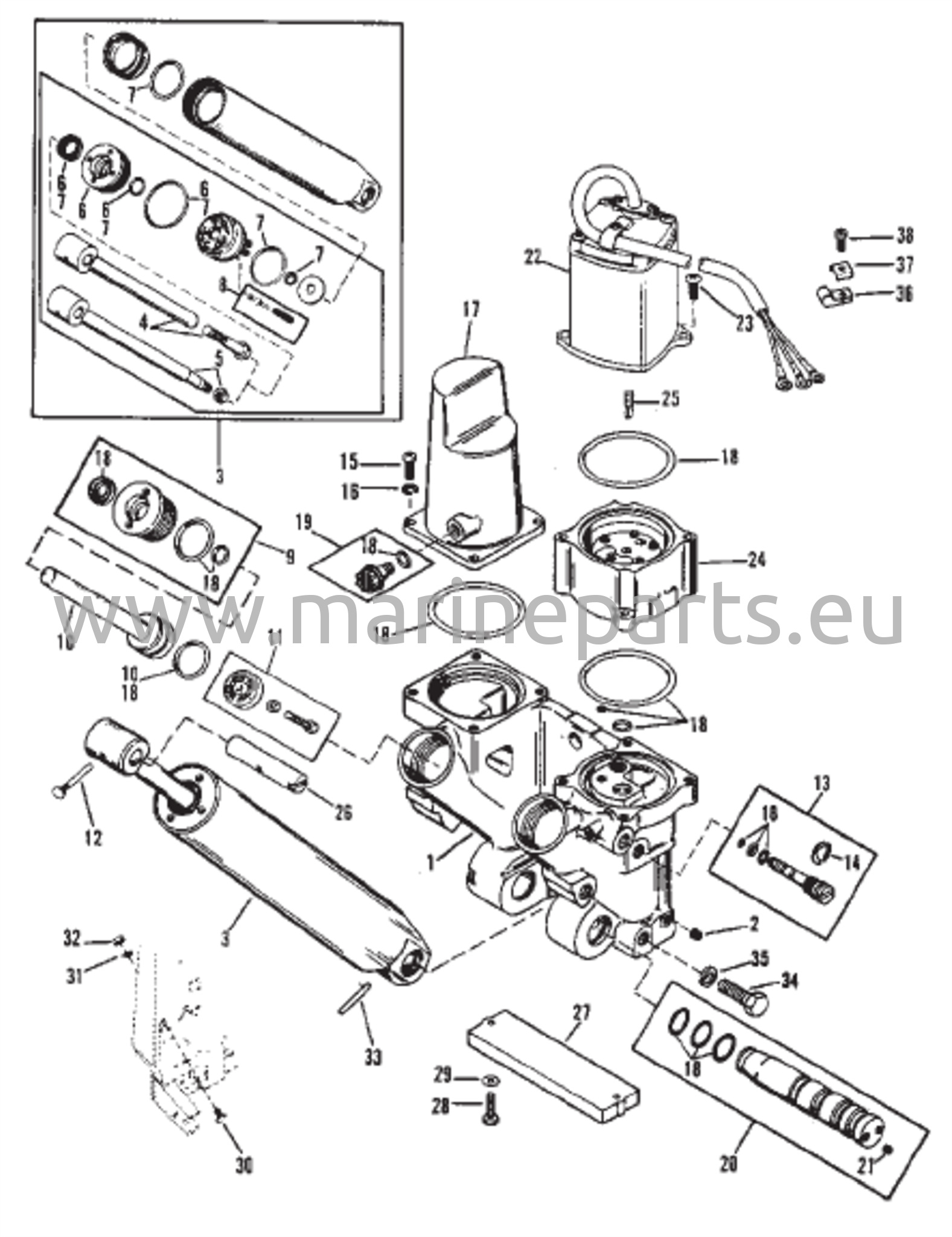 Power Trim -komponentit, kolme ramia (Design II)