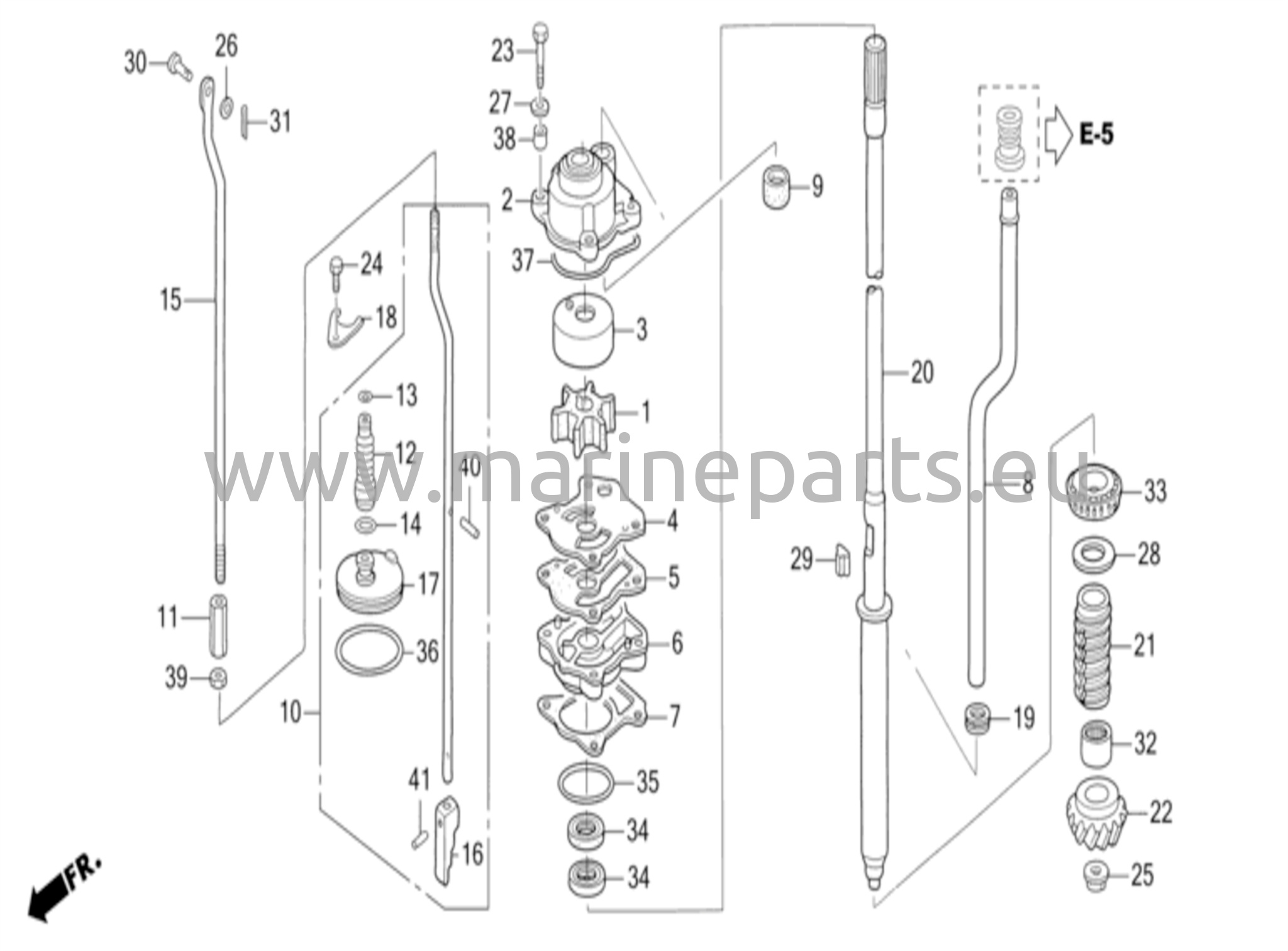 Water pump unit and vertical drive shaft