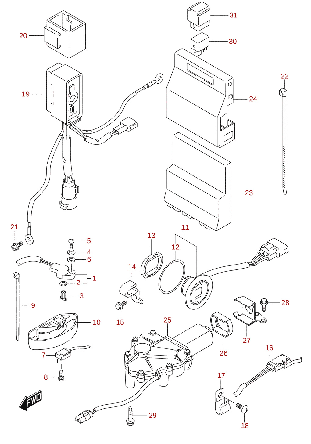PTT-kontakt / motorstyreenhed (DF250A)