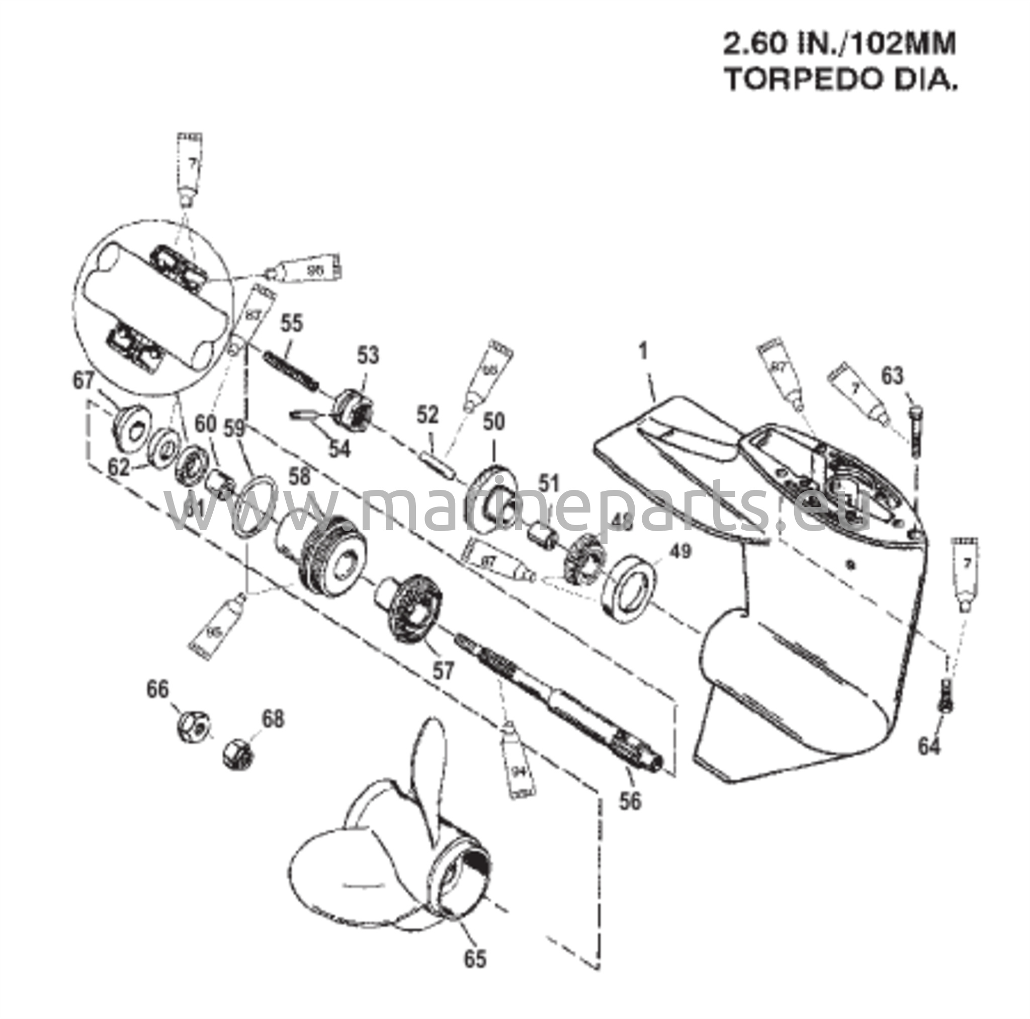 Vaihteiston kotelo potkurin akselille - 2,00:1 vaihdekerroin