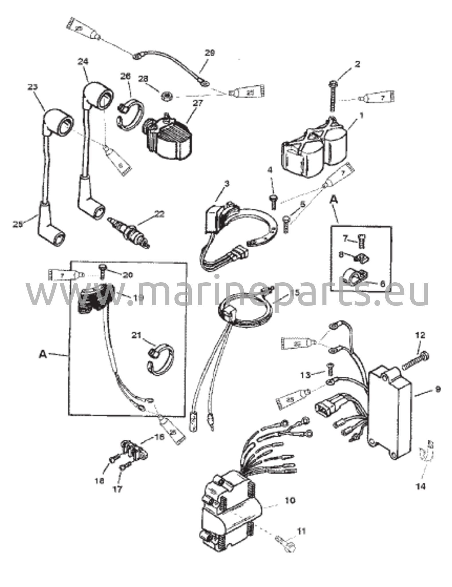 Sytytys-/Sähkökomponentit