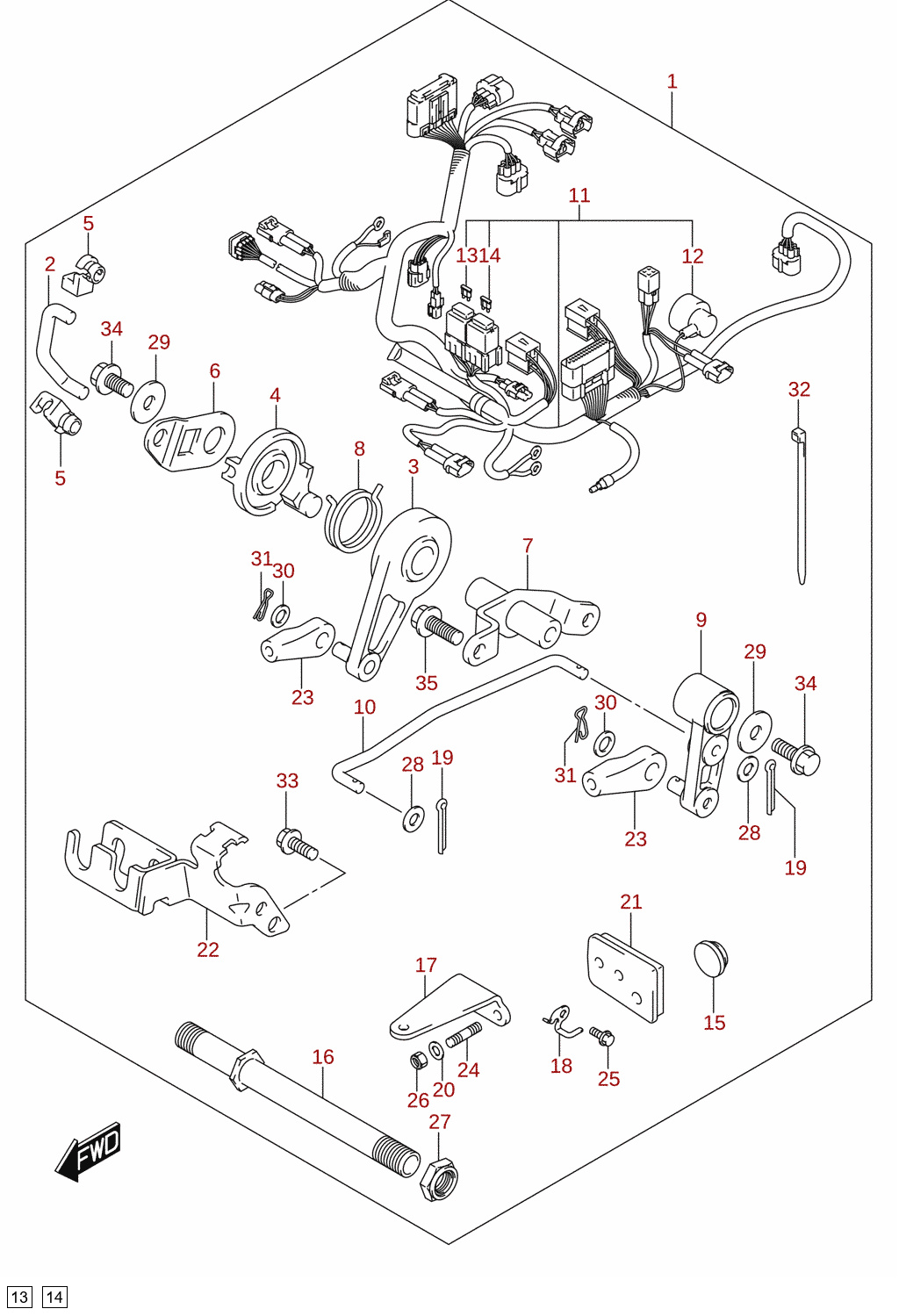 Remote control parts (DF15A, DF20A, DF9.9B) (optional)
