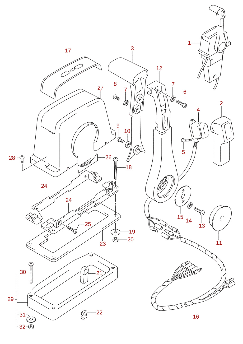 Reglage, enkelt (1) (DF70A, DF80A, DF90A) (tillval)
