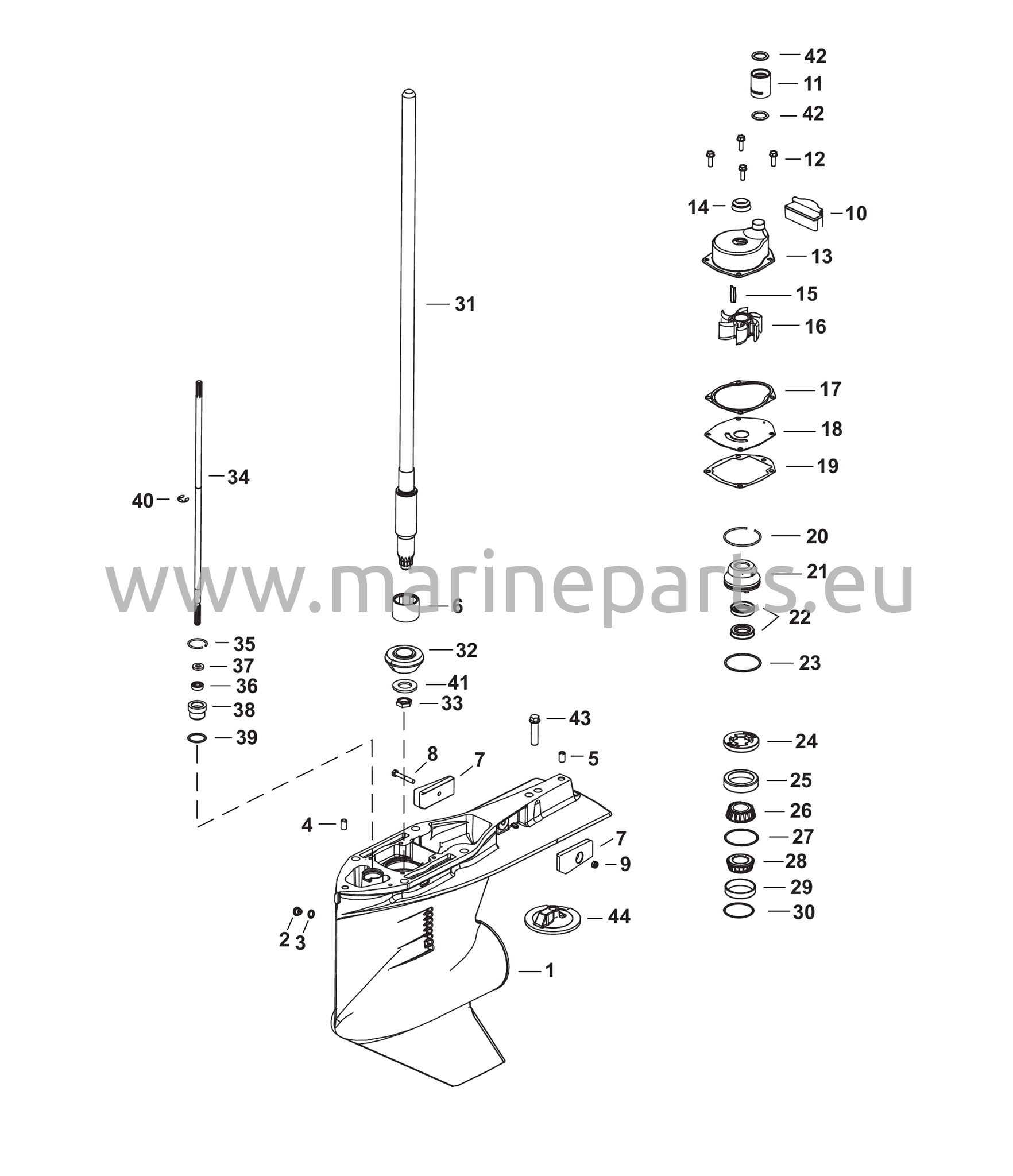 Vaihteiston kotelo, vetoakseli, vakio/vastaava