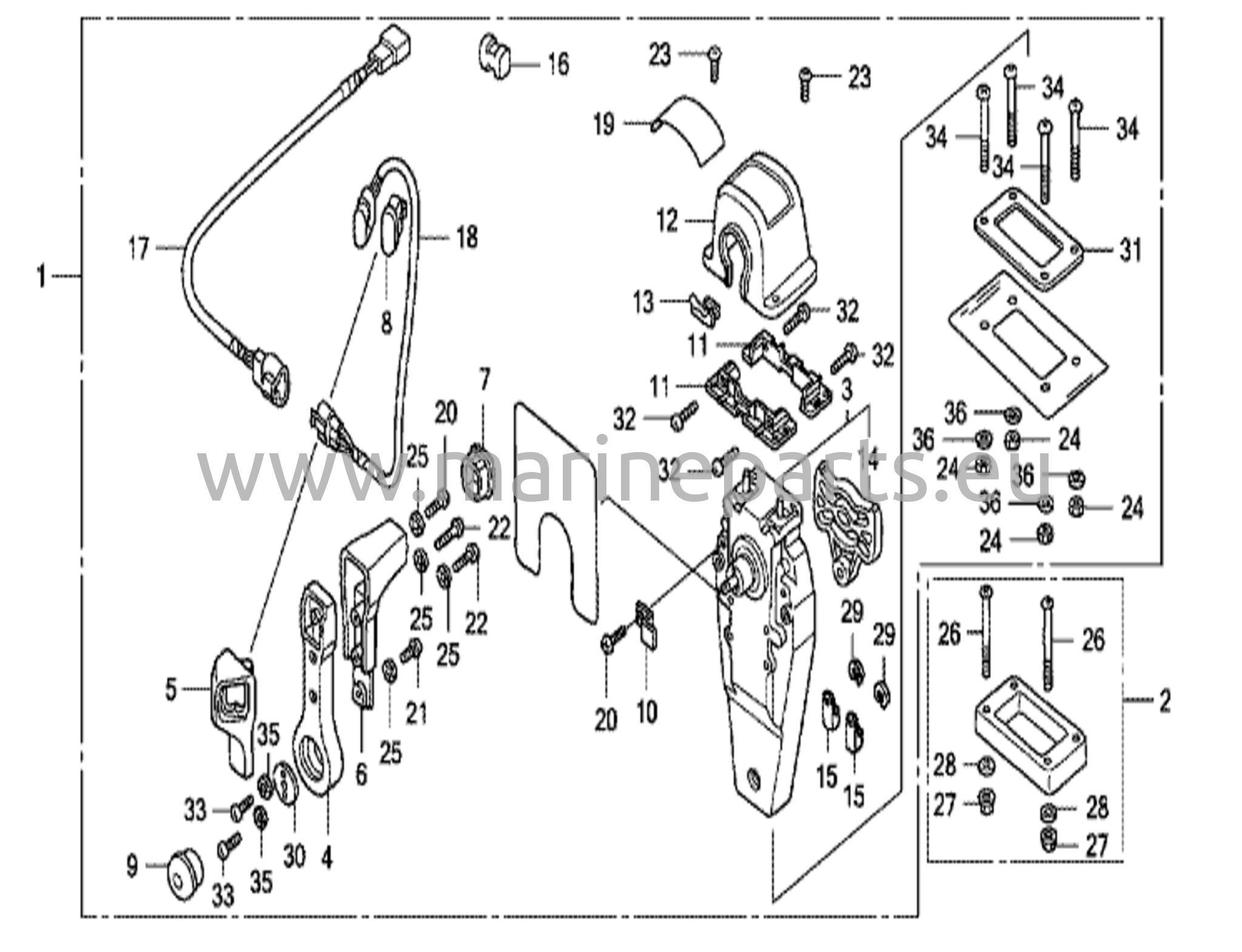 Fjärrkontroll (övre montering enkeltyp) (höger)