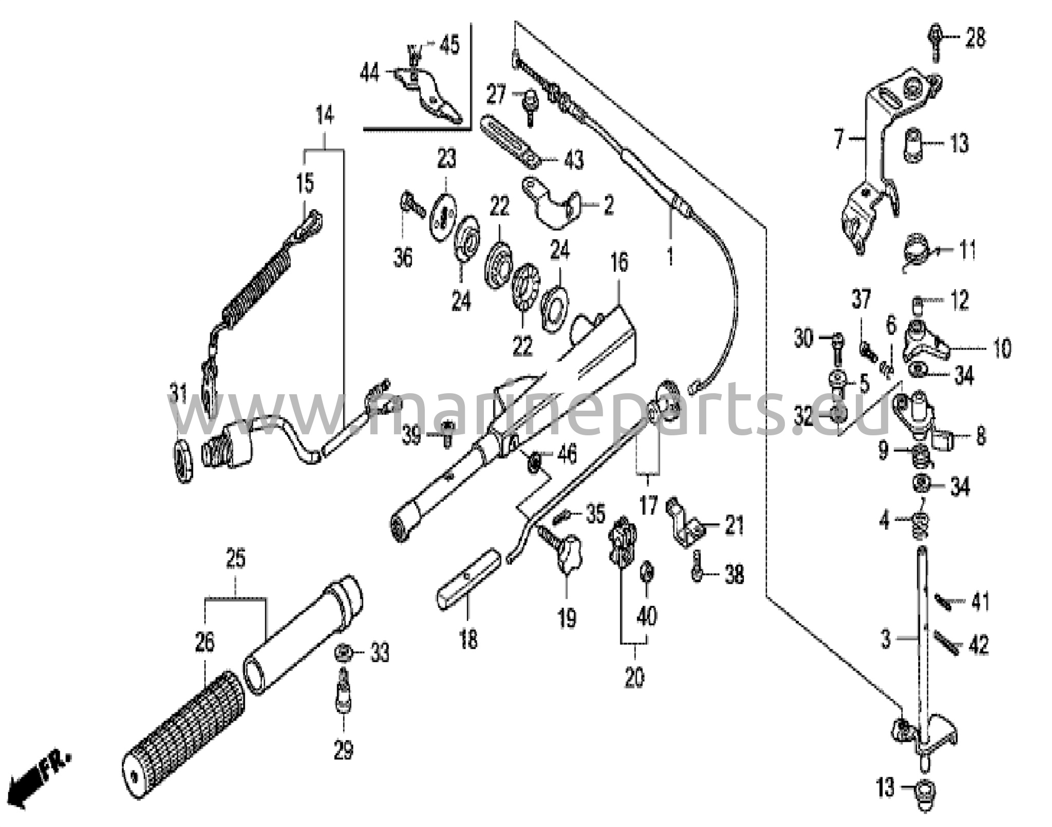 Styrhandtag och gasvajer