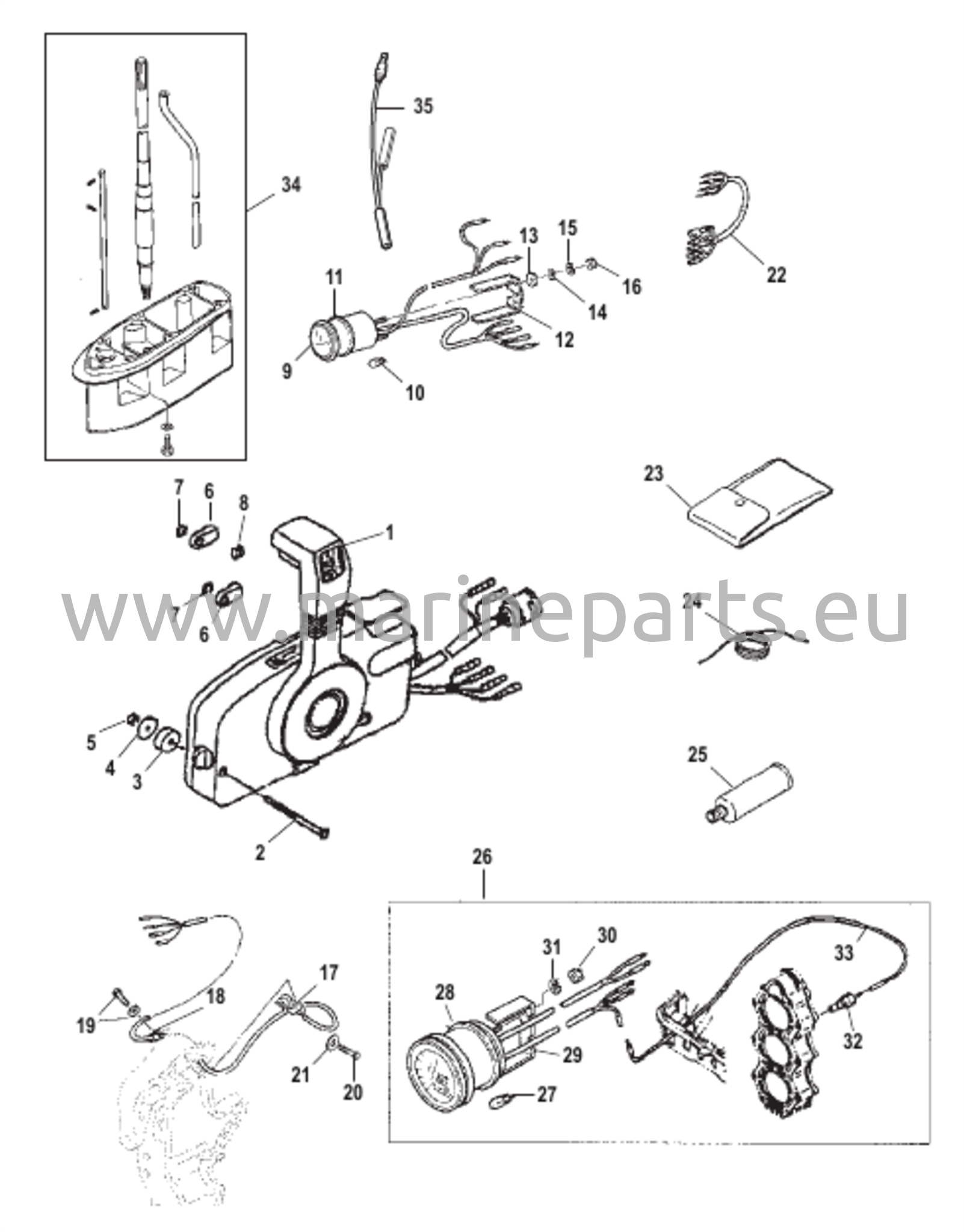Sprengskisser for Parts Catalog Mercury /Mariner 40 & 50 hp 3 cyl. (2-stroke)  Lightning & MH