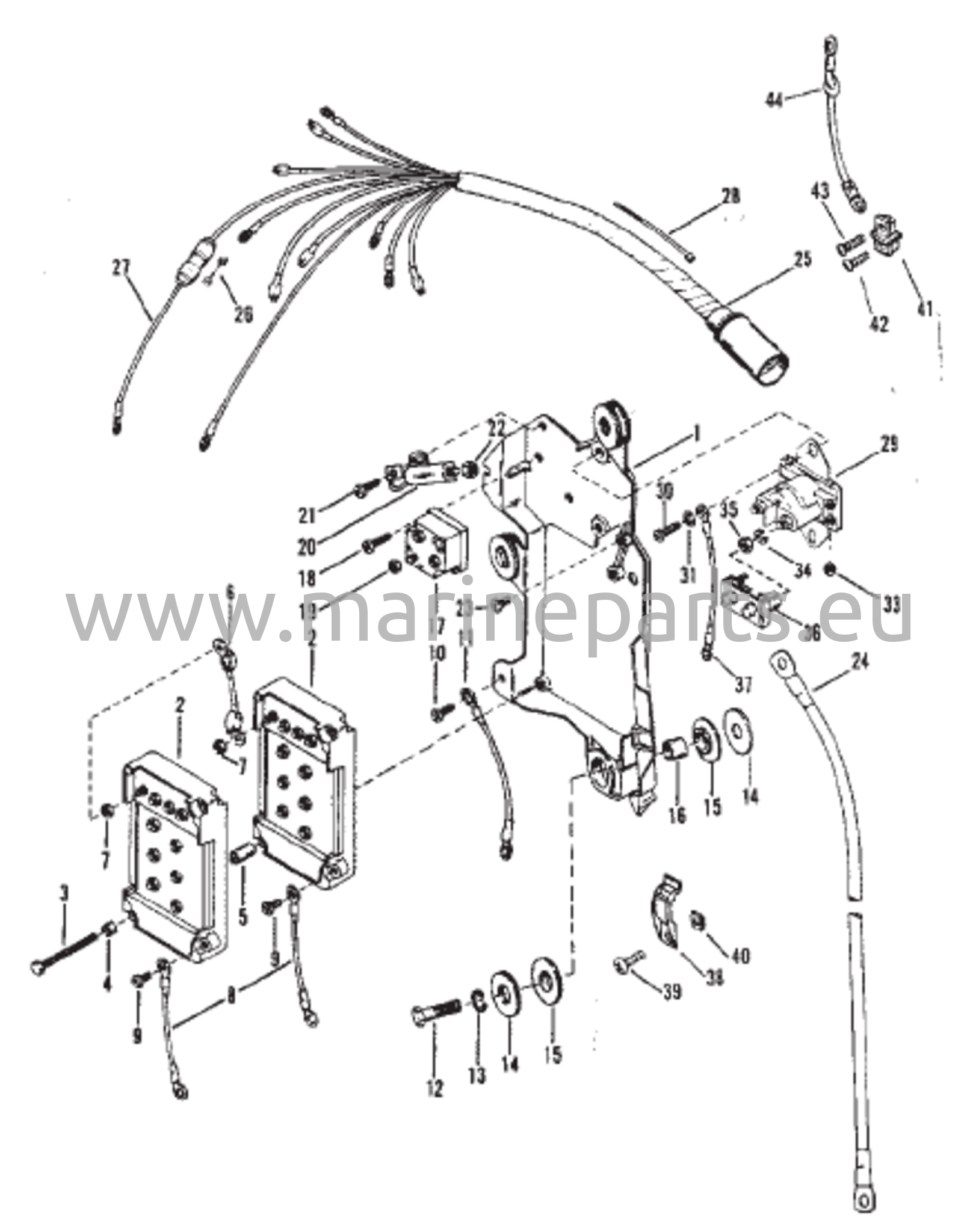 Johdotussarja, käynnistinrele ja tasasuuntaaja
