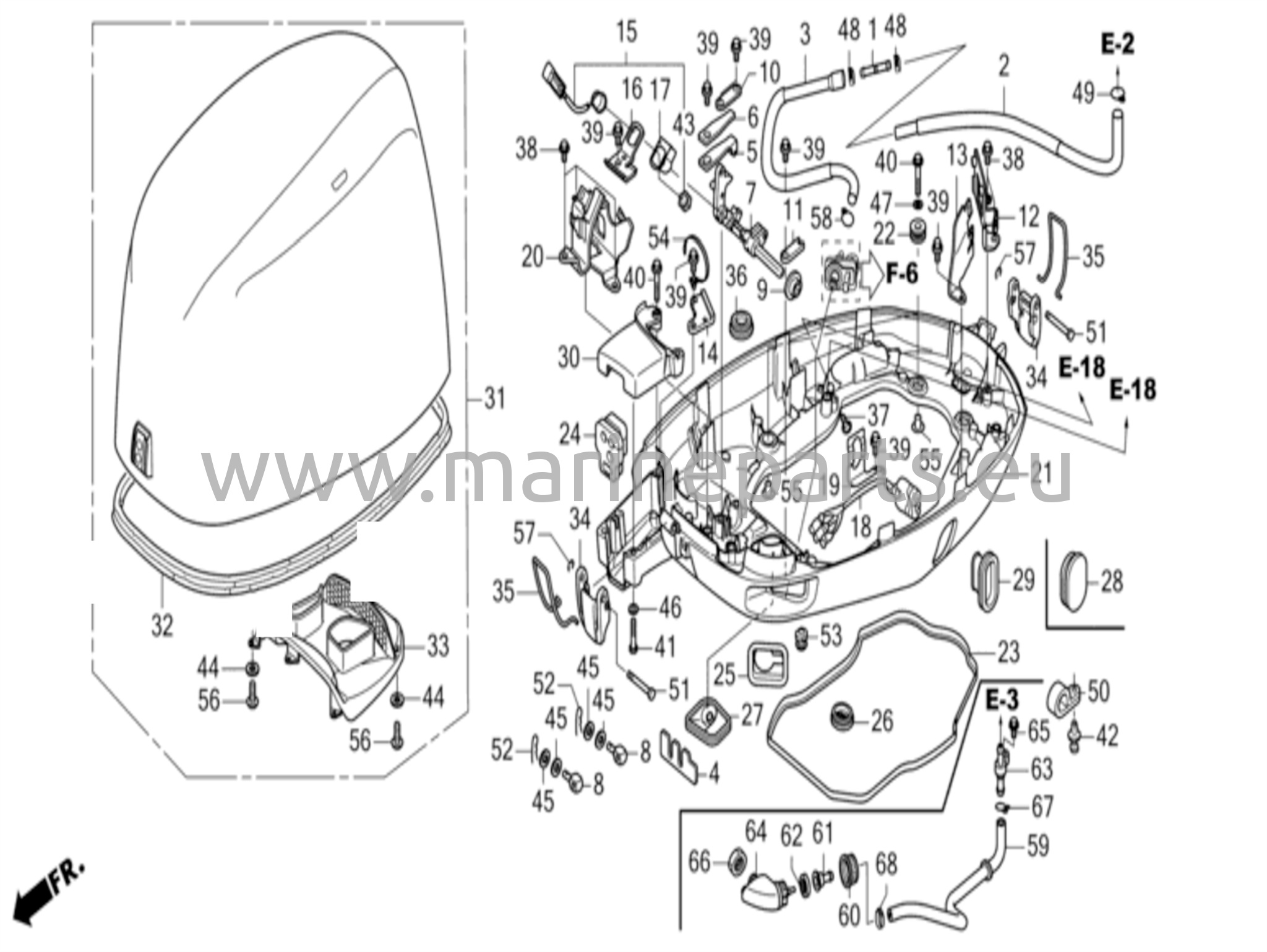 Moottorin suojus ja alakotelo